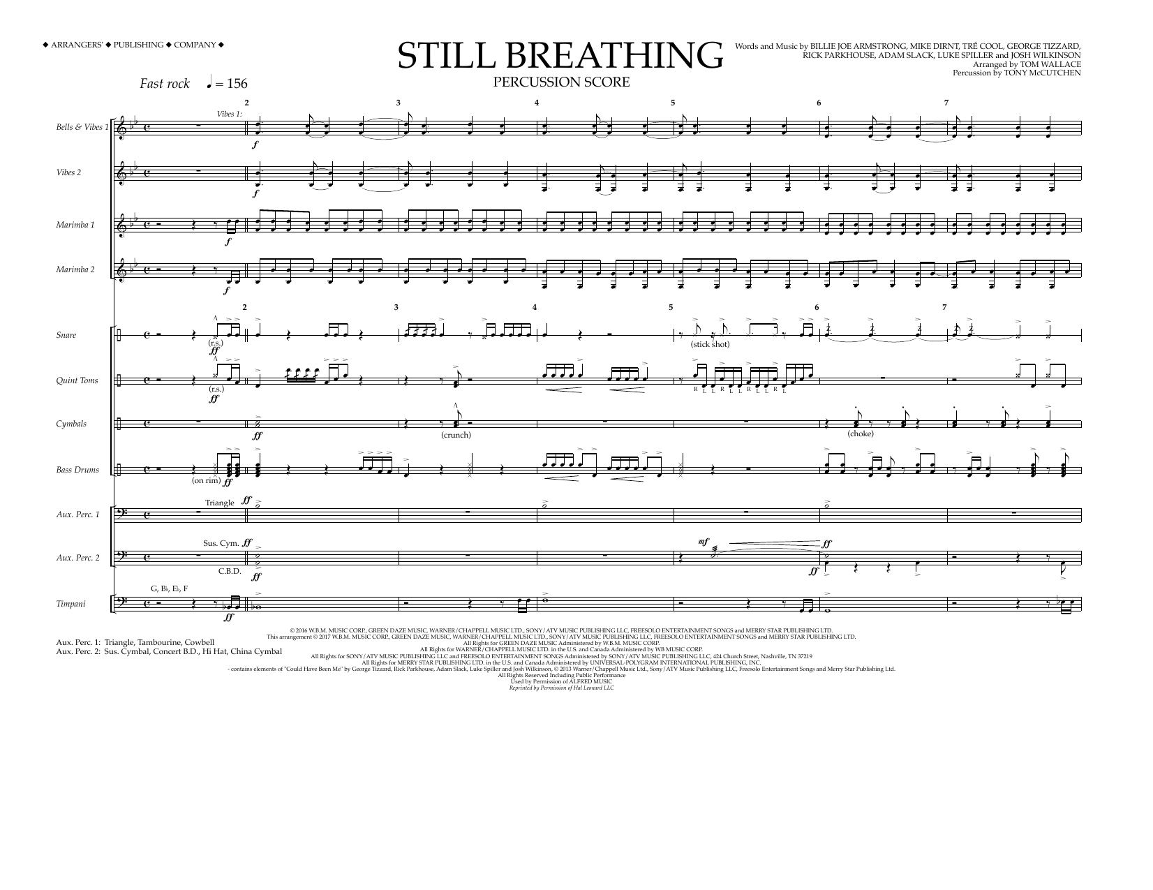 Download Tom Wallace Still Breathing - Percussion Score Sheet Music and learn how to play Marching Band PDF digital score in minutes