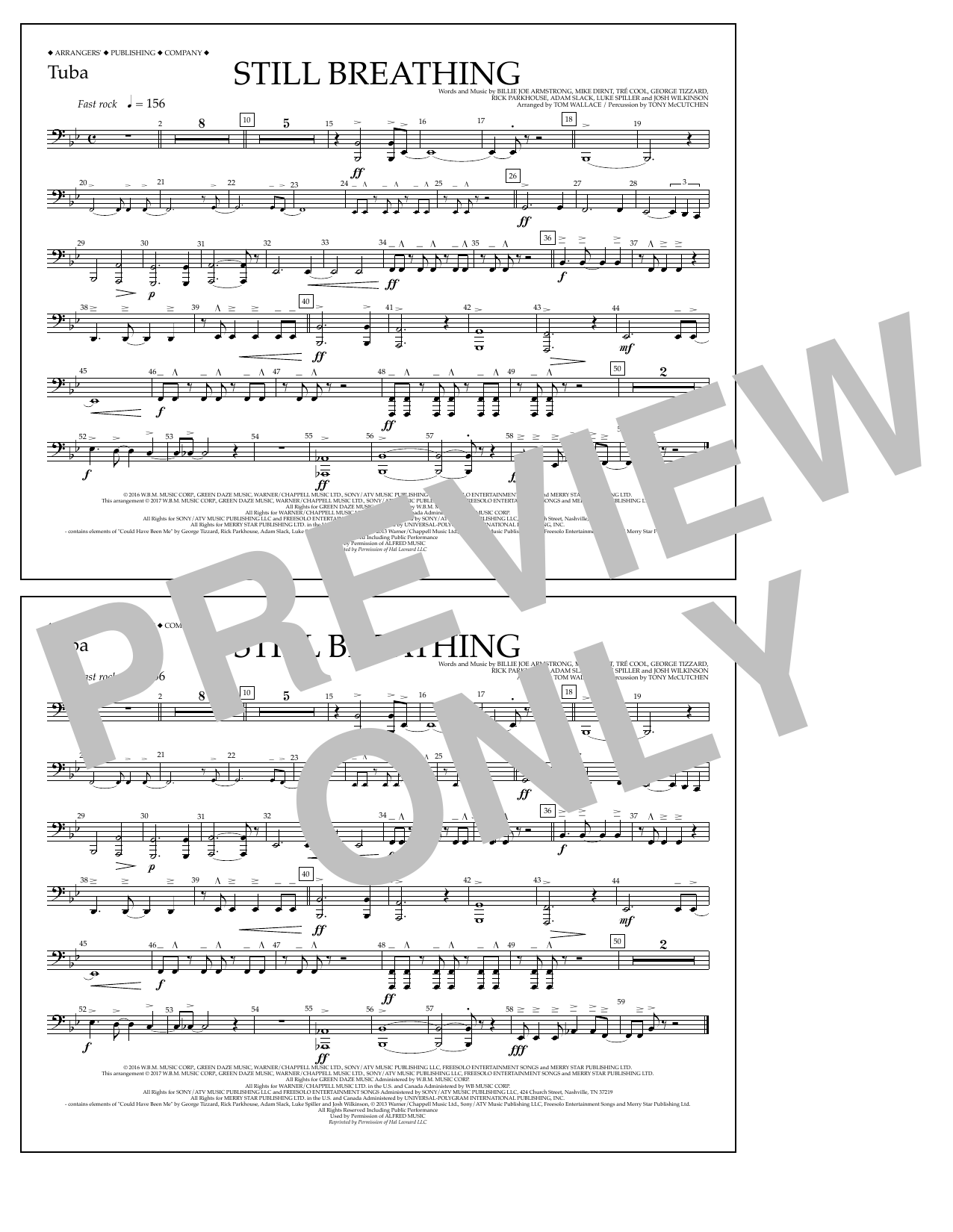Download Tom Wallace Still Breathing - Tuba Sheet Music and learn how to play Marching Band PDF digital score in minutes