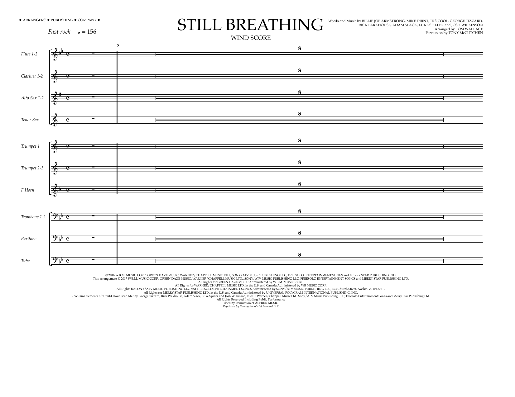 Download Tom Wallace Still Breathing - Wind Score Sheet Music and learn how to play Marching Band PDF digital score in minutes
