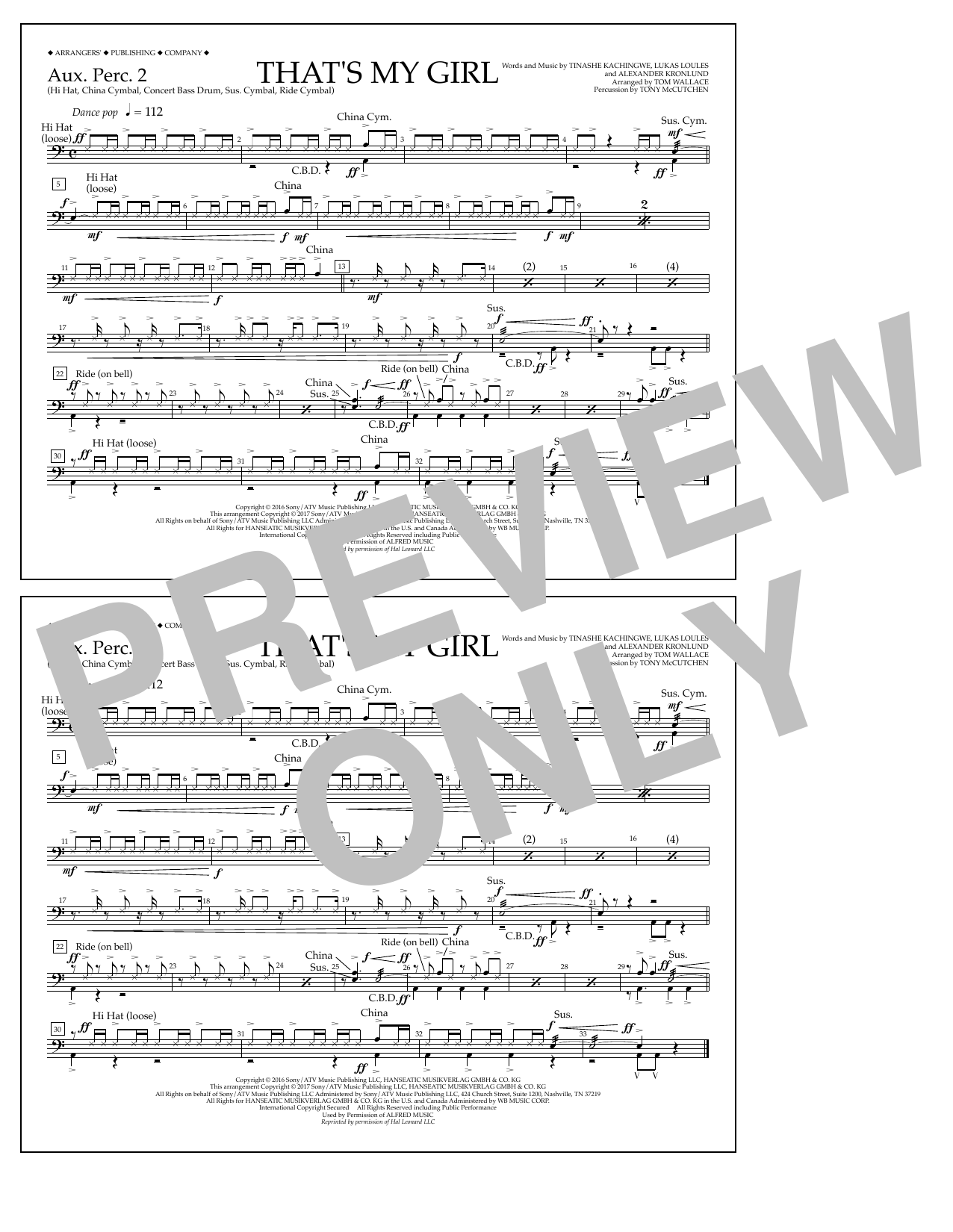 Download Tom Wallace That's My Girl - Aux. Perc. 2 Sheet Music and learn how to play Marching Band PDF digital score in minutes