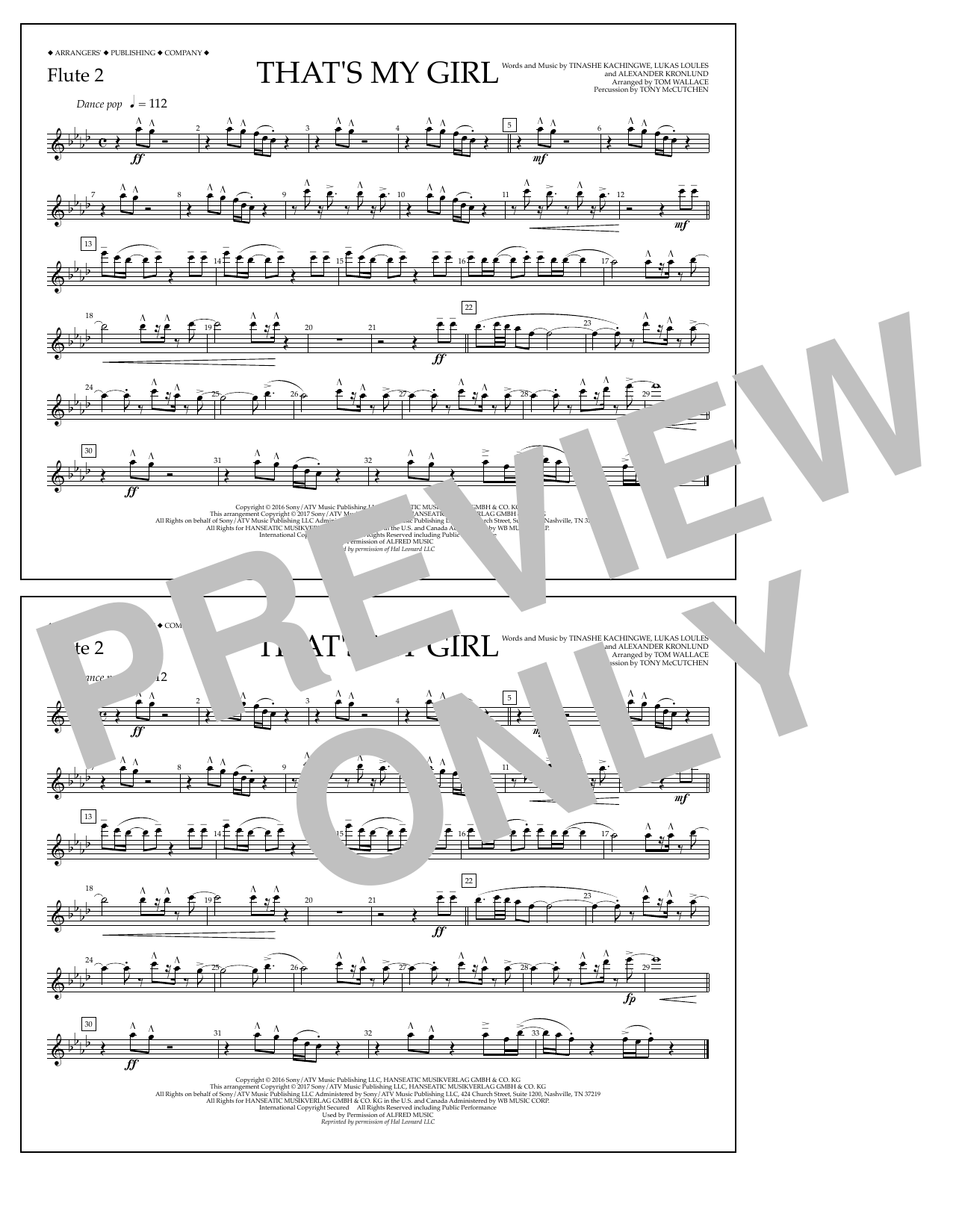 Download Tom Wallace That's My Girl - Flute 2 Sheet Music and learn how to play Marching Band PDF digital score in minutes