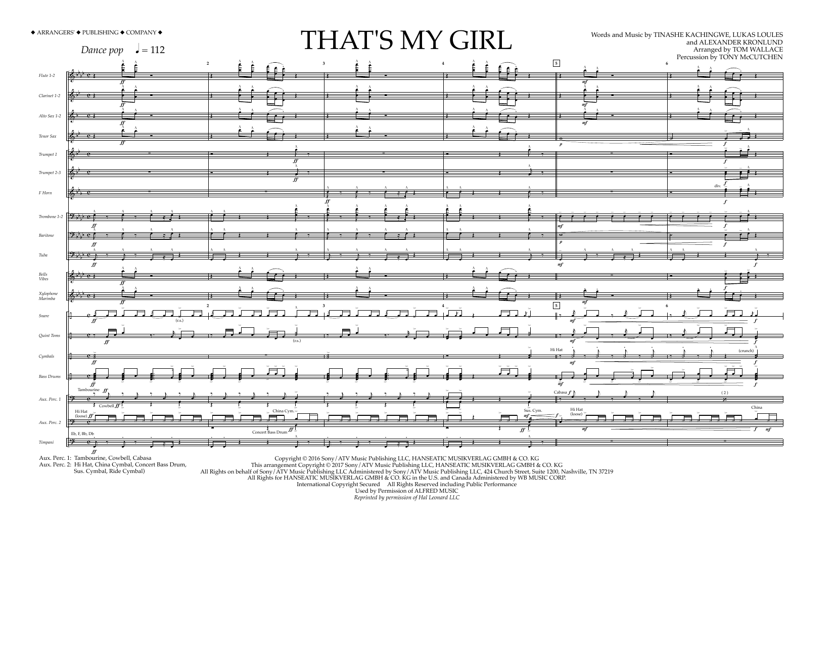 Download Tom Wallace That's My Girl - Full Score Sheet Music and learn how to play Marching Band PDF digital score in minutes