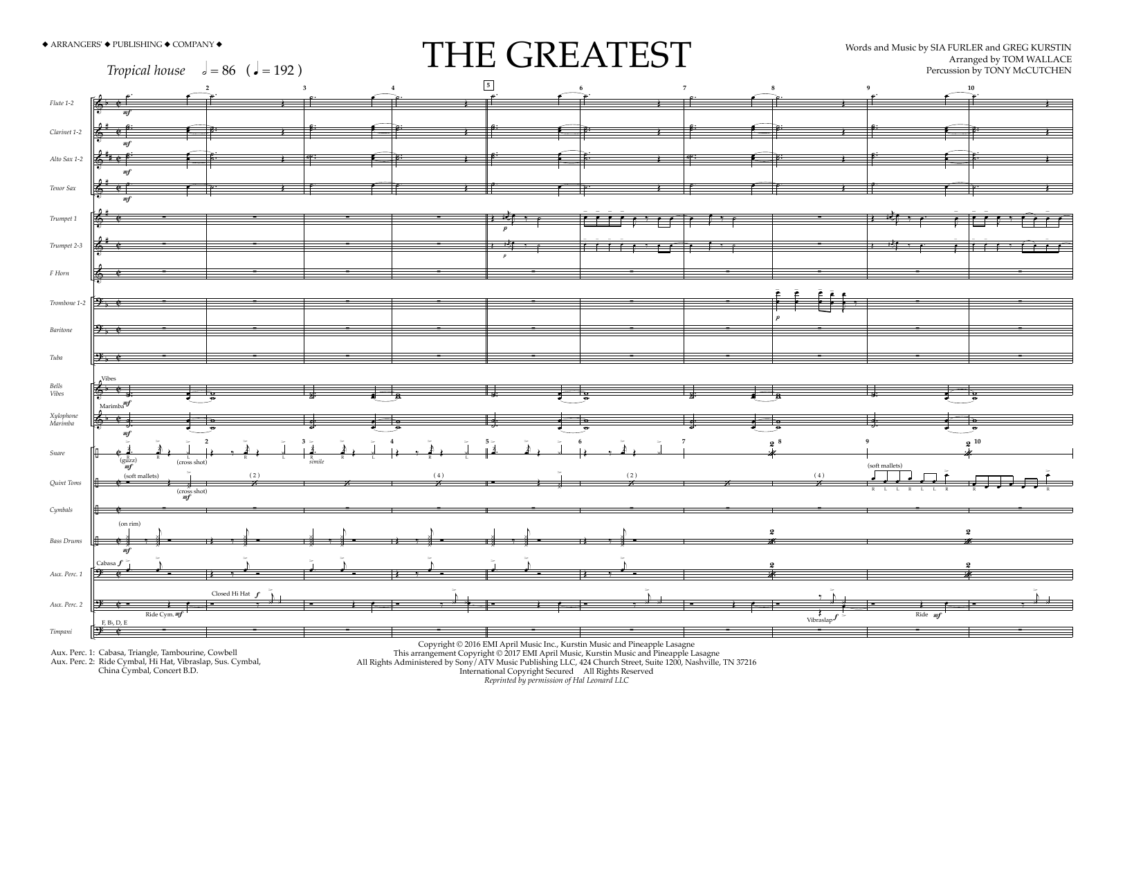 Download Tom Wallace The Greatest - Full Score Sheet Music and learn how to play Marching Band PDF digital score in minutes