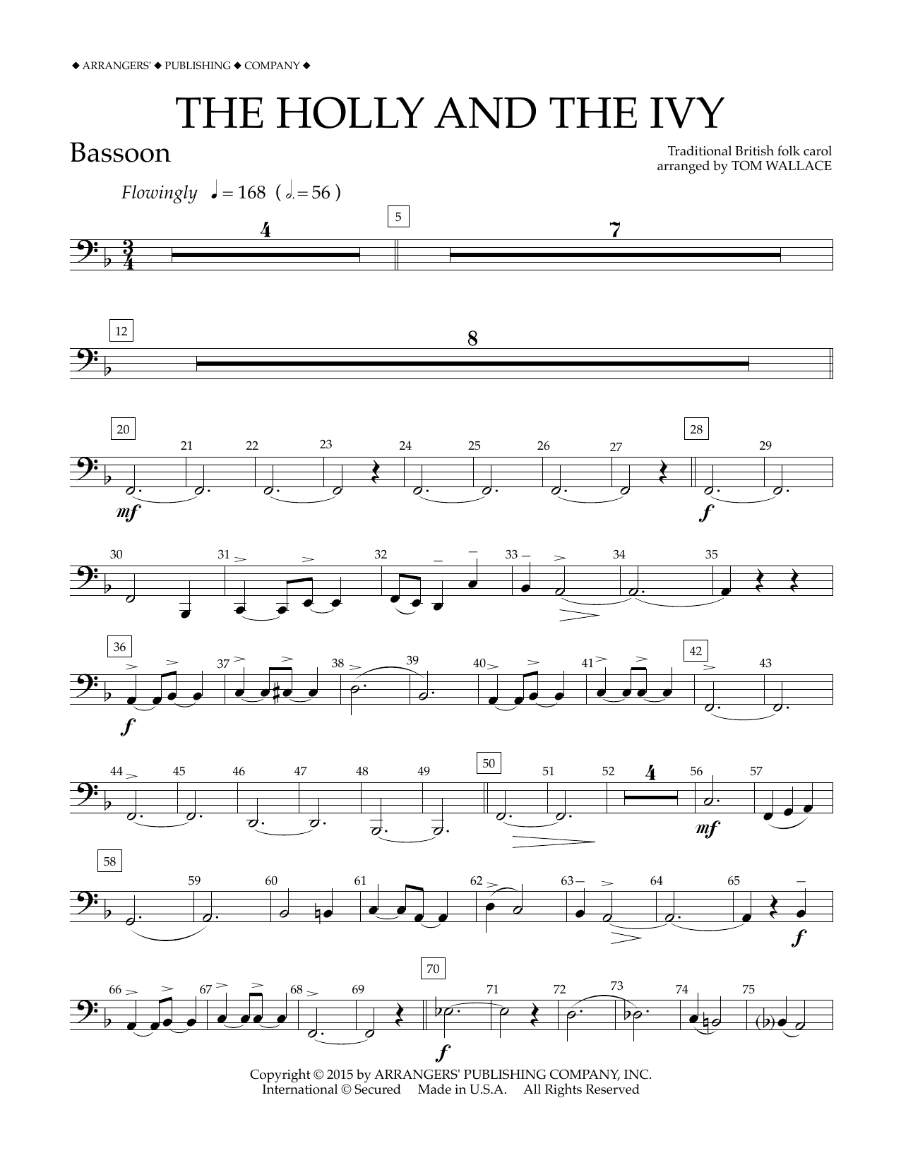 Download Tom Wallace The Holly and the Ivy - Bassoon Sheet Music and learn how to play Concert Band PDF digital score in minutes