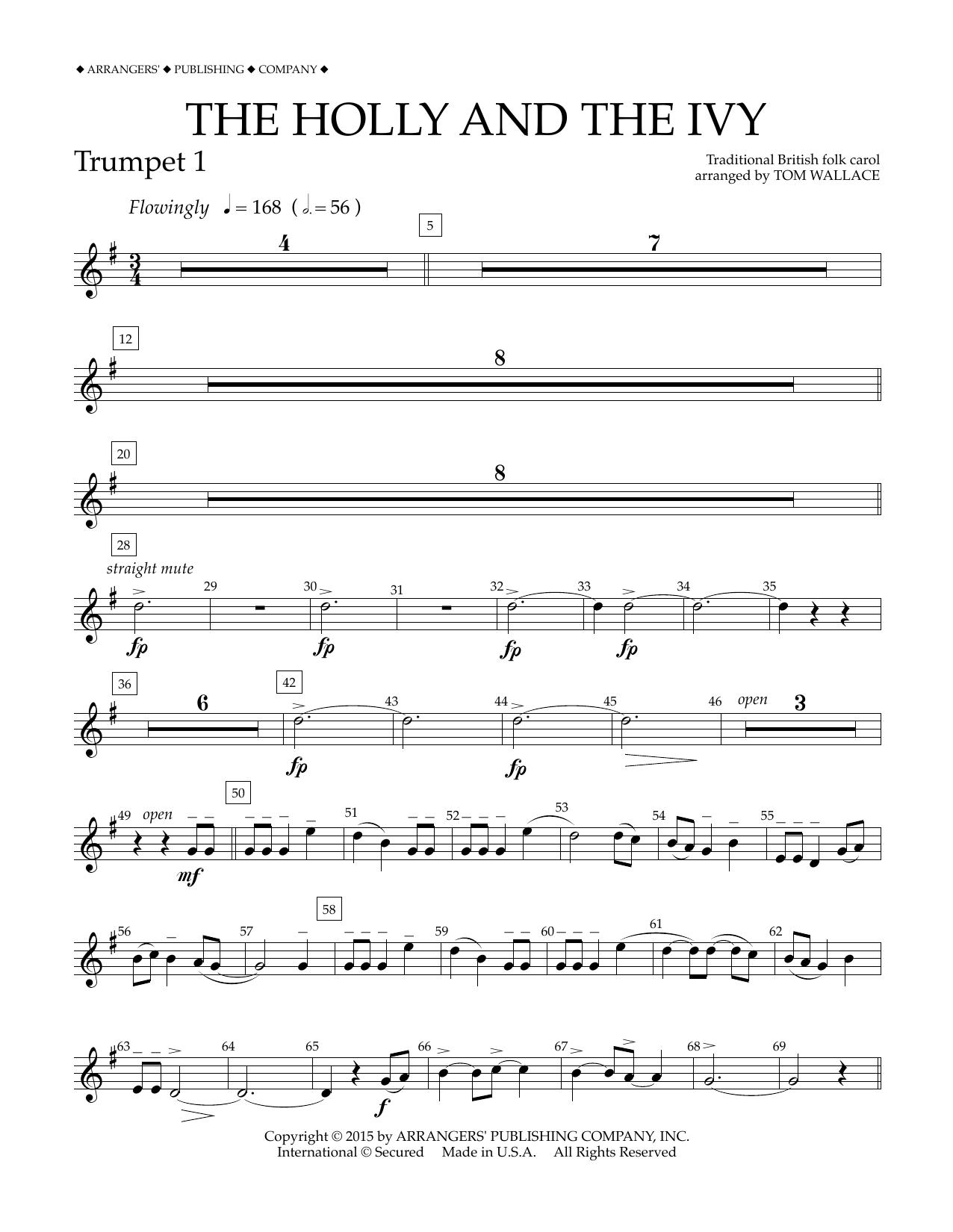 Download Tom Wallace The Holly and the Ivy - Bb Trumpet 1 Sheet Music and learn how to play Concert Band PDF digital score in minutes