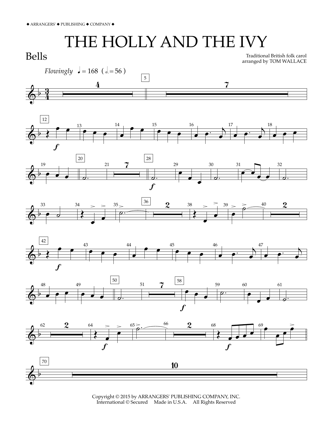 Download Tom Wallace The Holly and the Ivy - Bells Sheet Music and learn how to play Concert Band PDF digital score in minutes