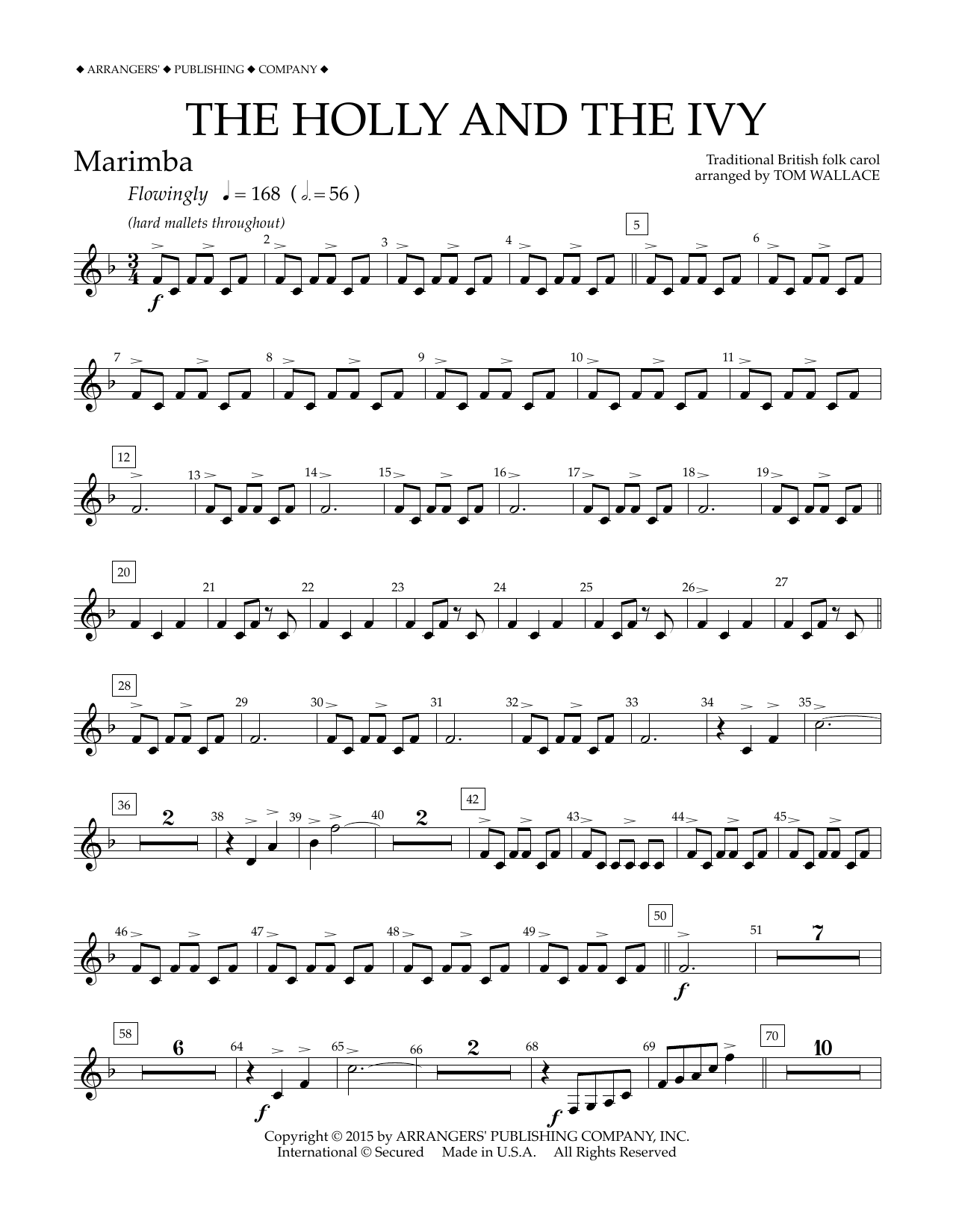 Download Tom Wallace The Holly and the Ivy - Marimba Sheet Music and learn how to play Concert Band PDF digital score in minutes