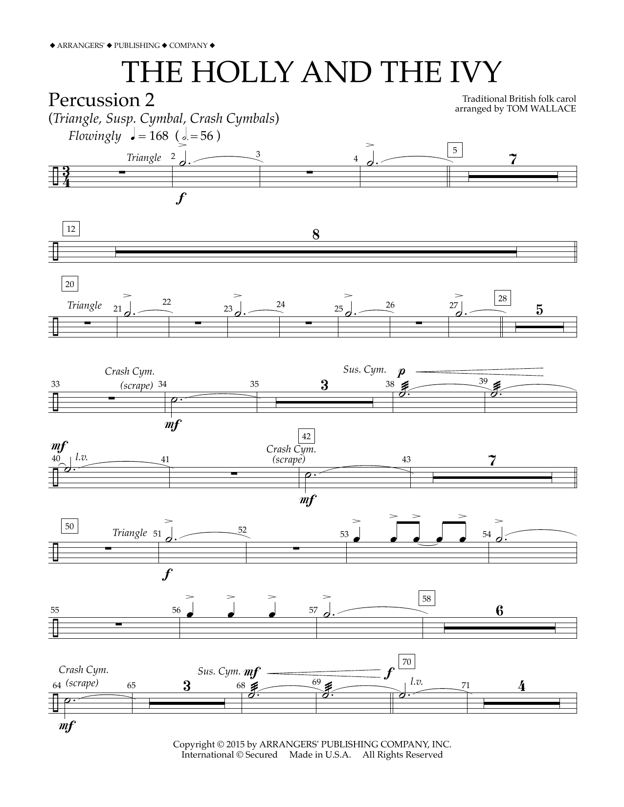 Download Tom Wallace The Holly and the Ivy - Percussion 2 Sheet Music and learn how to play Concert Band PDF digital score in minutes