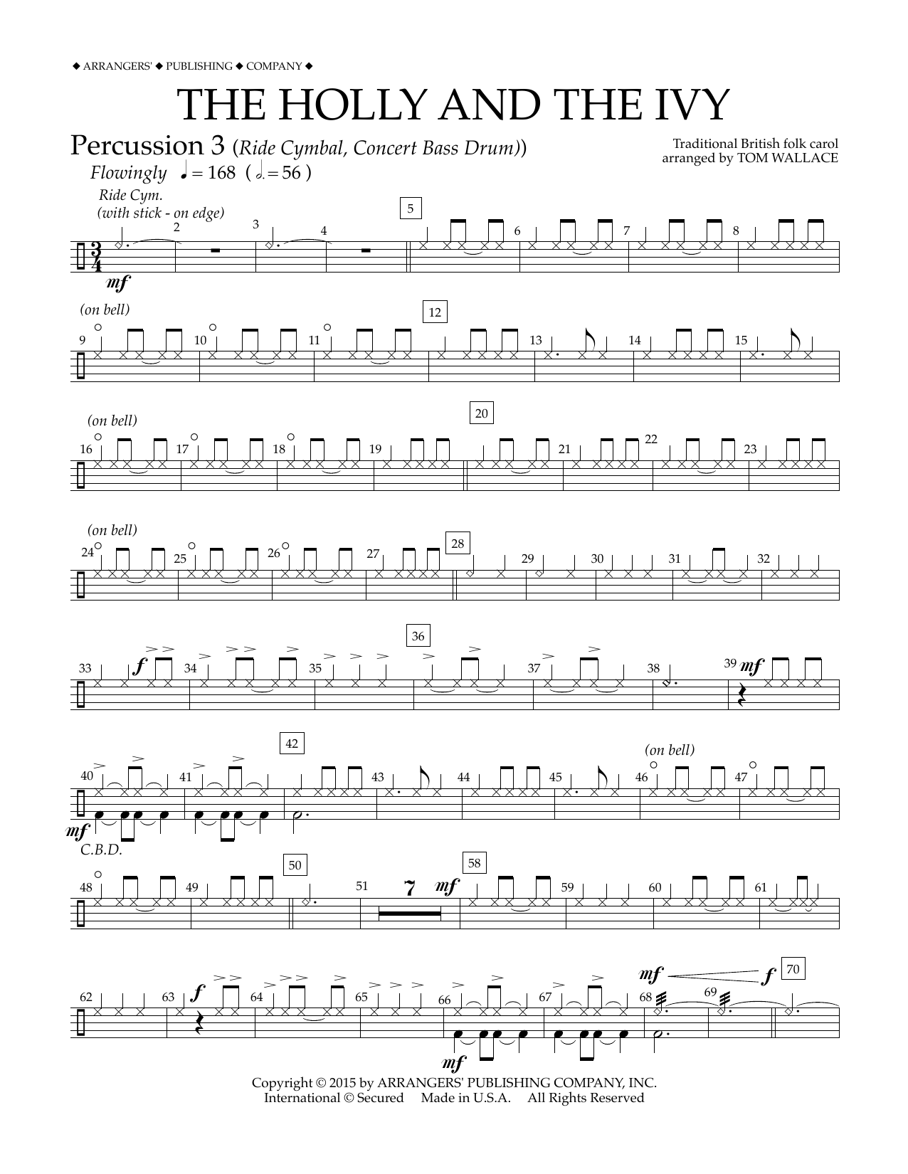 Download Tom Wallace The Holly and the Ivy - Percussion 3 Sheet Music and learn how to play Concert Band PDF digital score in minutes