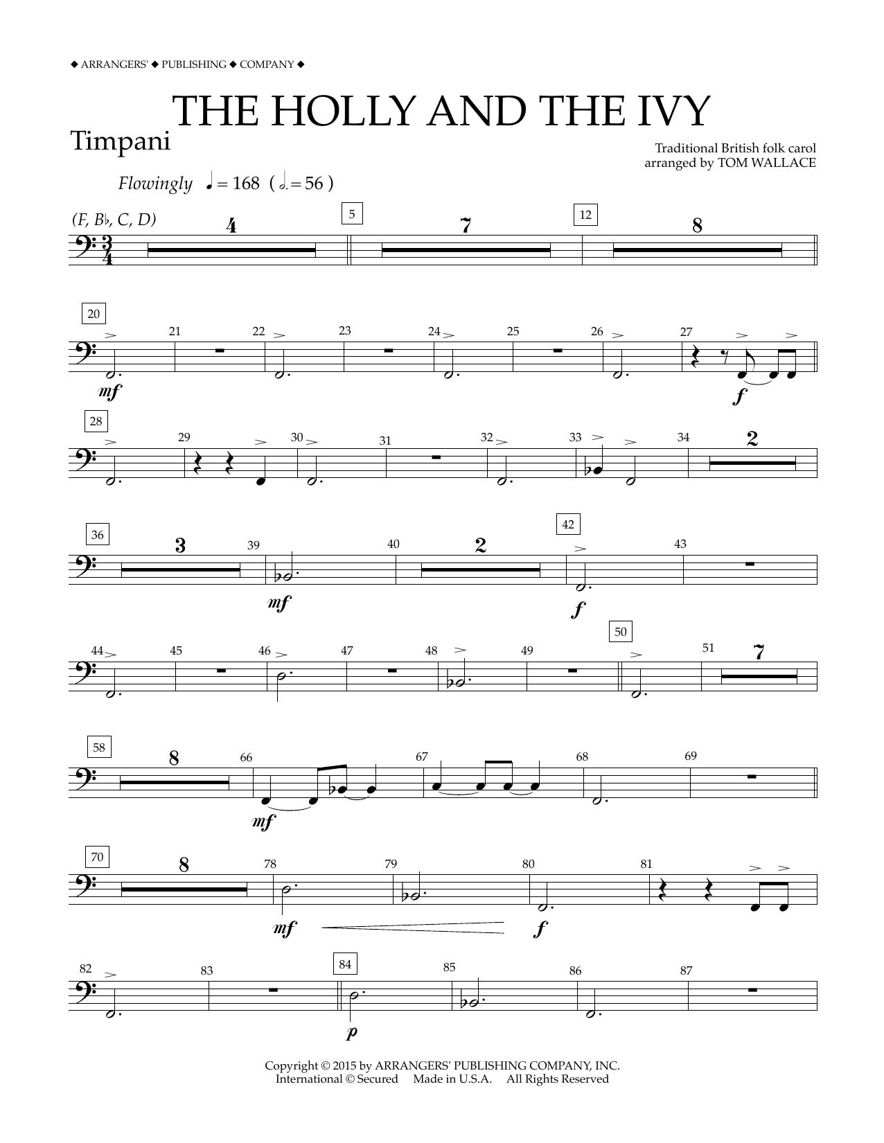 Download Tom Wallace The Holly and the Ivy - Timpani Sheet Music and learn how to play Concert Band PDF digital score in minutes