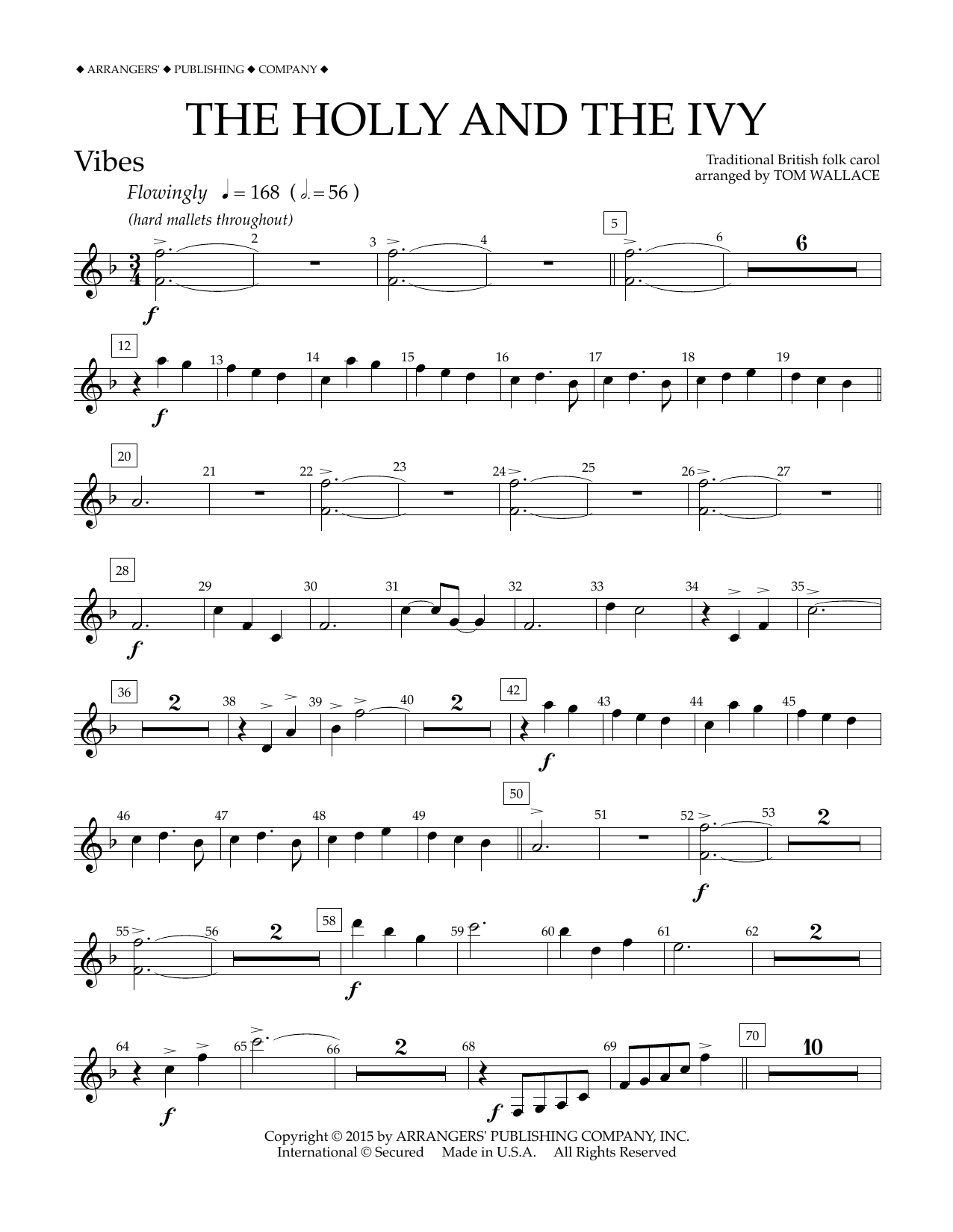 Download Tom Wallace The Holly and the Ivy - Vibes Sheet Music and learn how to play Concert Band PDF digital score in minutes