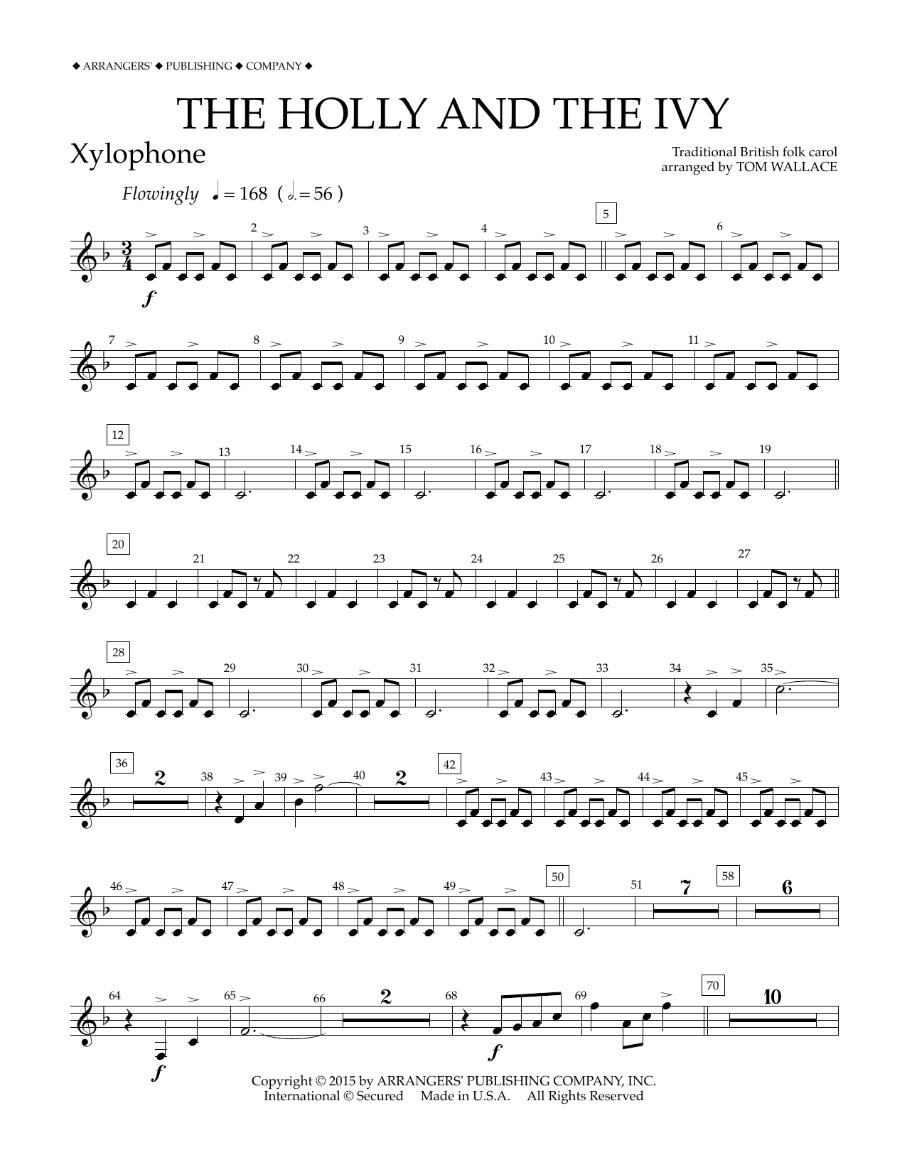 Download Tom Wallace The Holly and the Ivy - Xylophone Sheet Music and learn how to play Concert Band PDF digital score in minutes