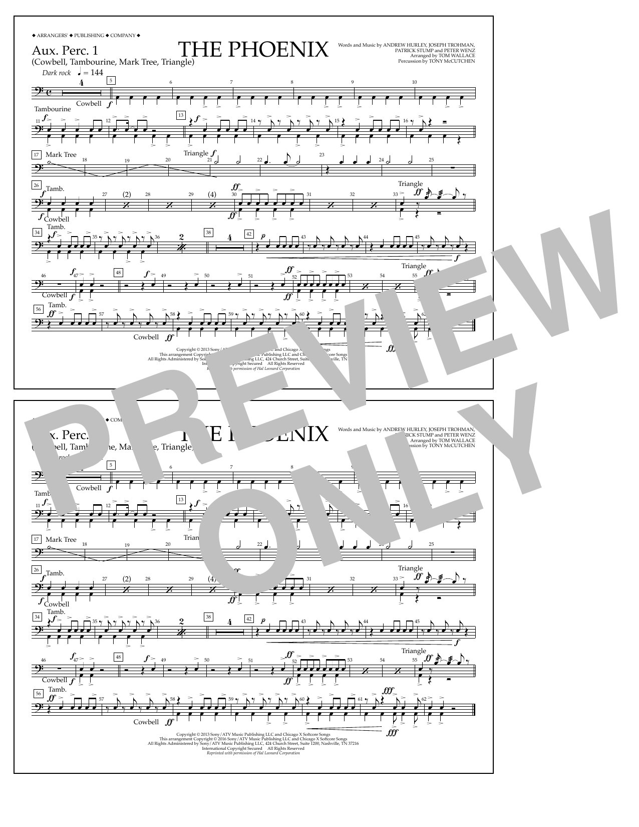 Download Tom Wallace The Phoenix - Aux. Perc. 1 Sheet Music and learn how to play Marching Band PDF digital score in minutes