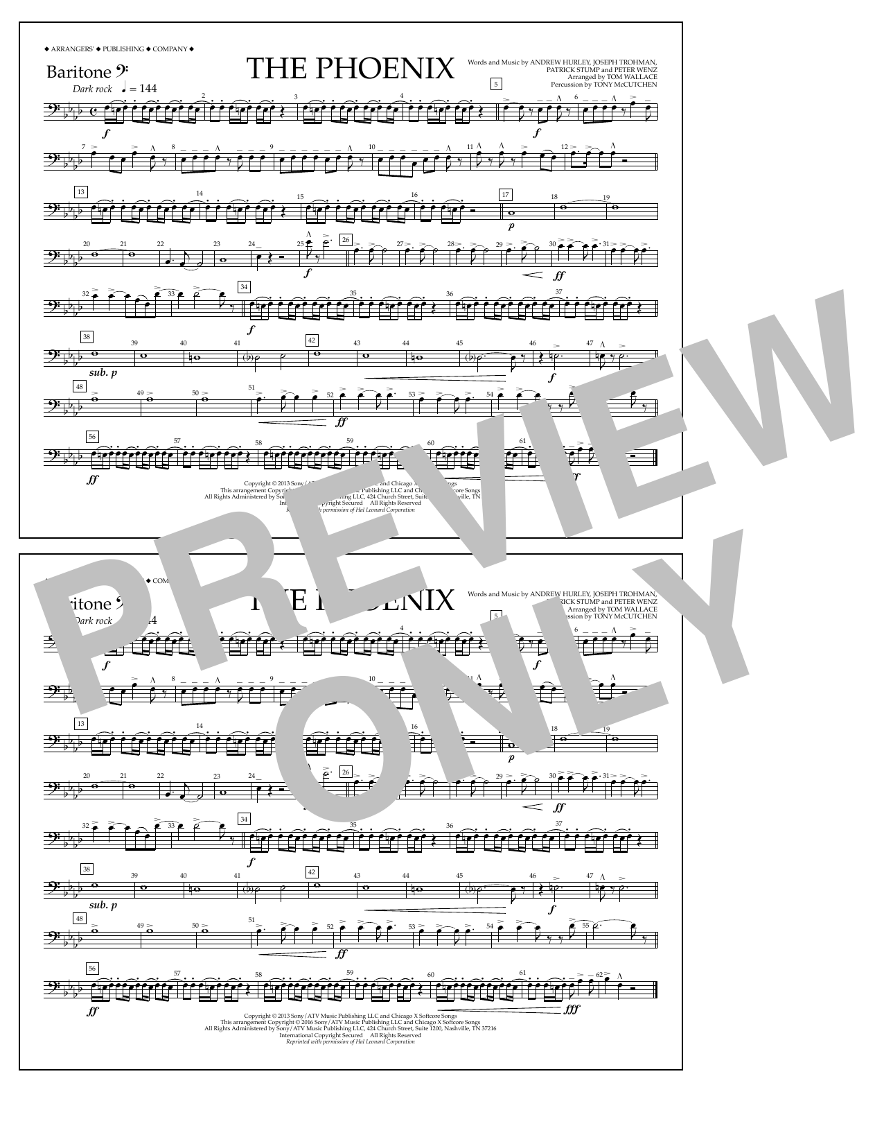 Download Tom Wallace The Phoenix - Baritone B.C. Sheet Music and learn how to play Marching Band PDF digital score in minutes