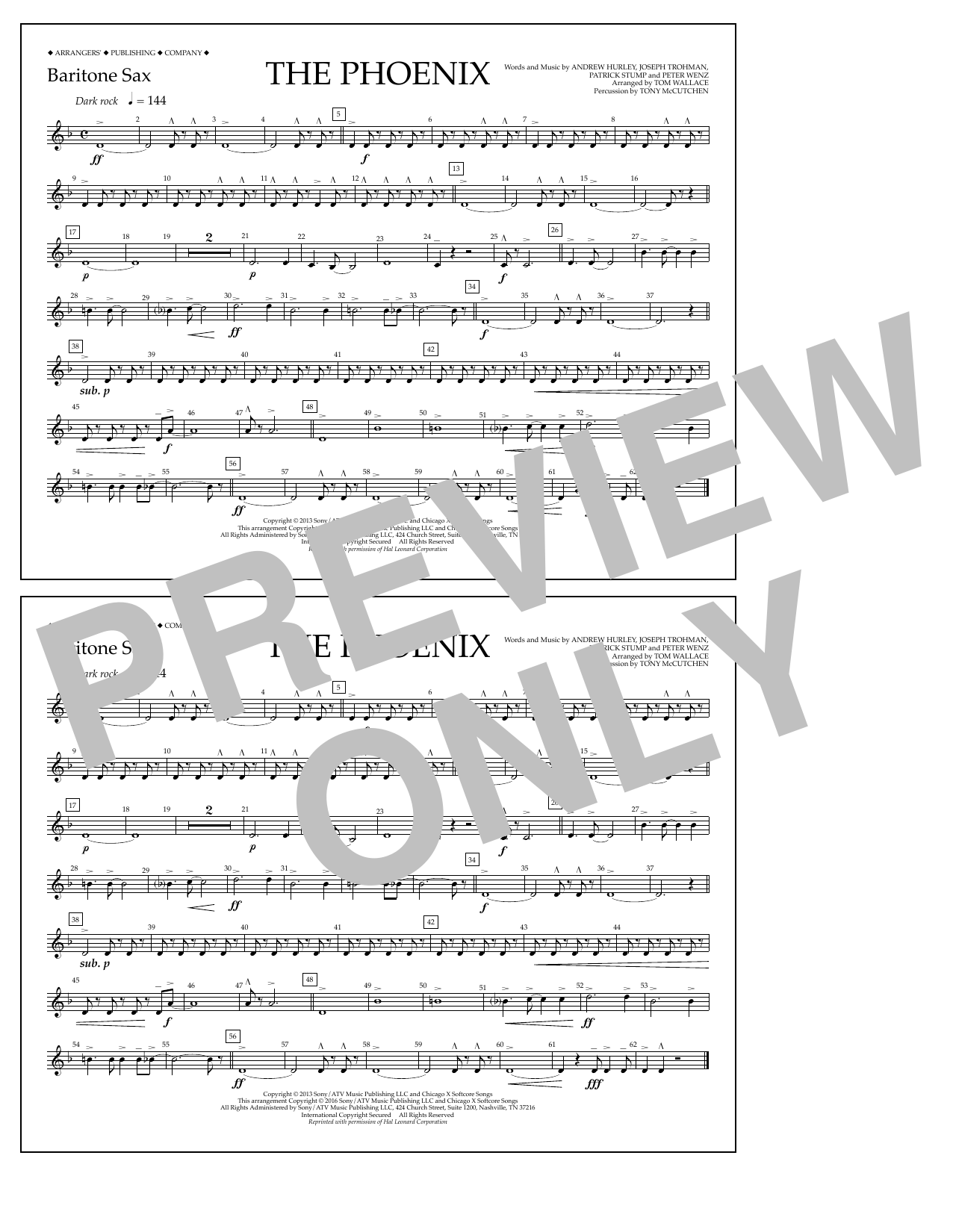 Download Tom Wallace The Phoenix - Baritone Sax Sheet Music and learn how to play Marching Band PDF digital score in minutes