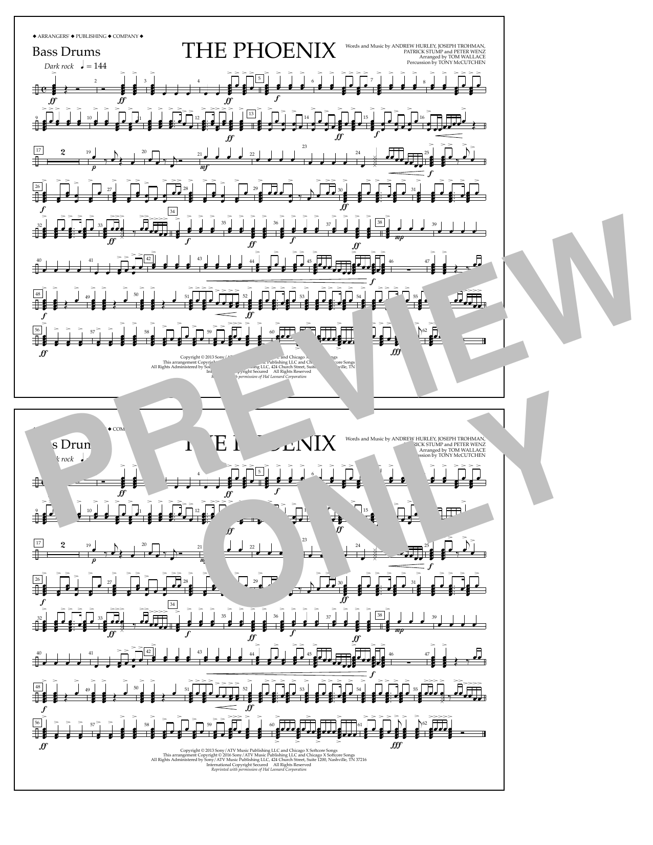 Download Tom Wallace The Phoenix - Bass Drums Sheet Music and learn how to play Marching Band PDF digital score in minutes