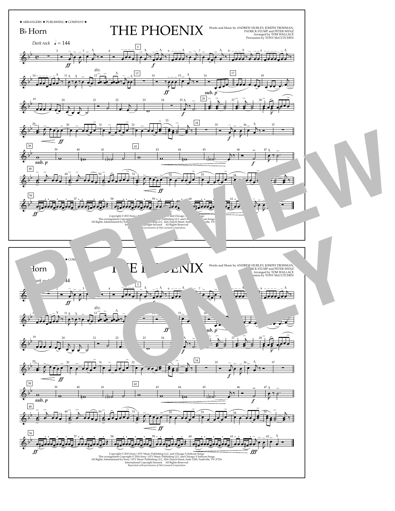 Download Tom Wallace The Phoenix - Bb Horn Sheet Music and learn how to play Marching Band PDF digital score in minutes