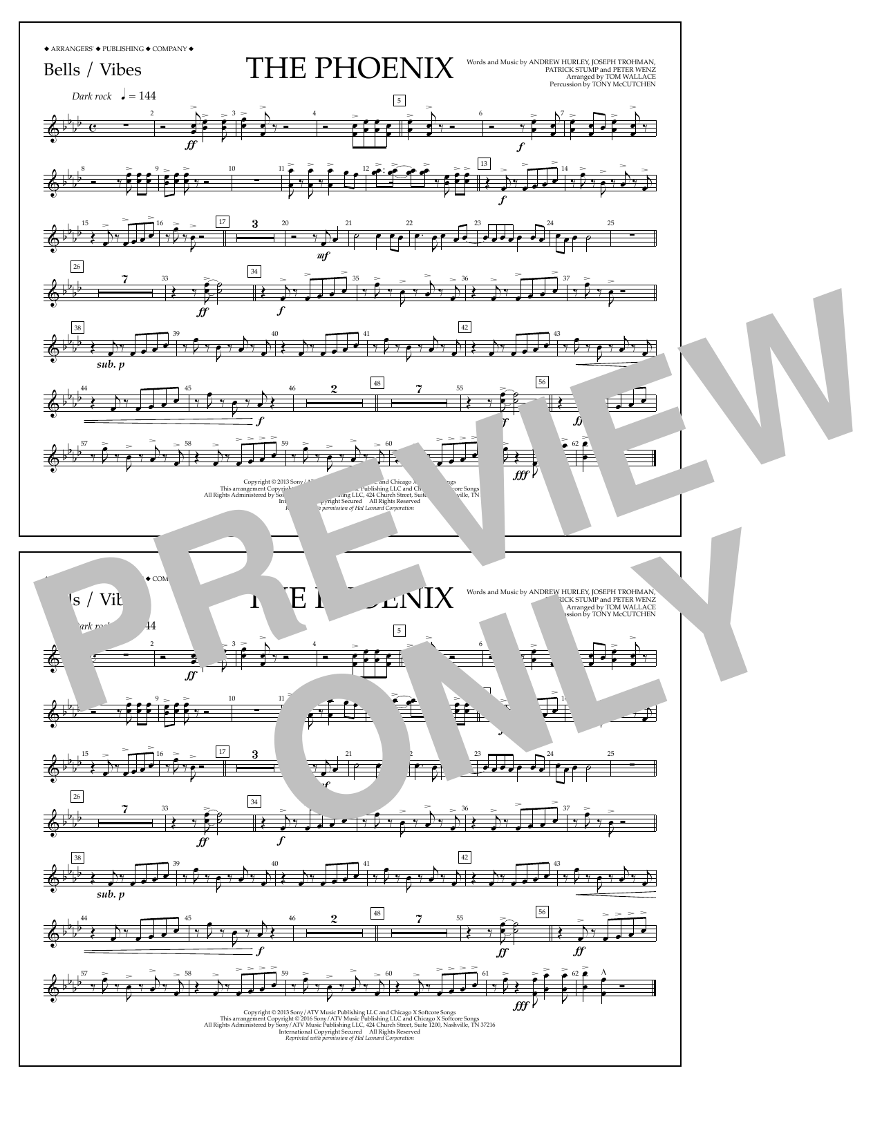 Download Tom Wallace The Phoenix - Bells/Vibes Sheet Music and learn how to play Marching Band PDF digital score in minutes