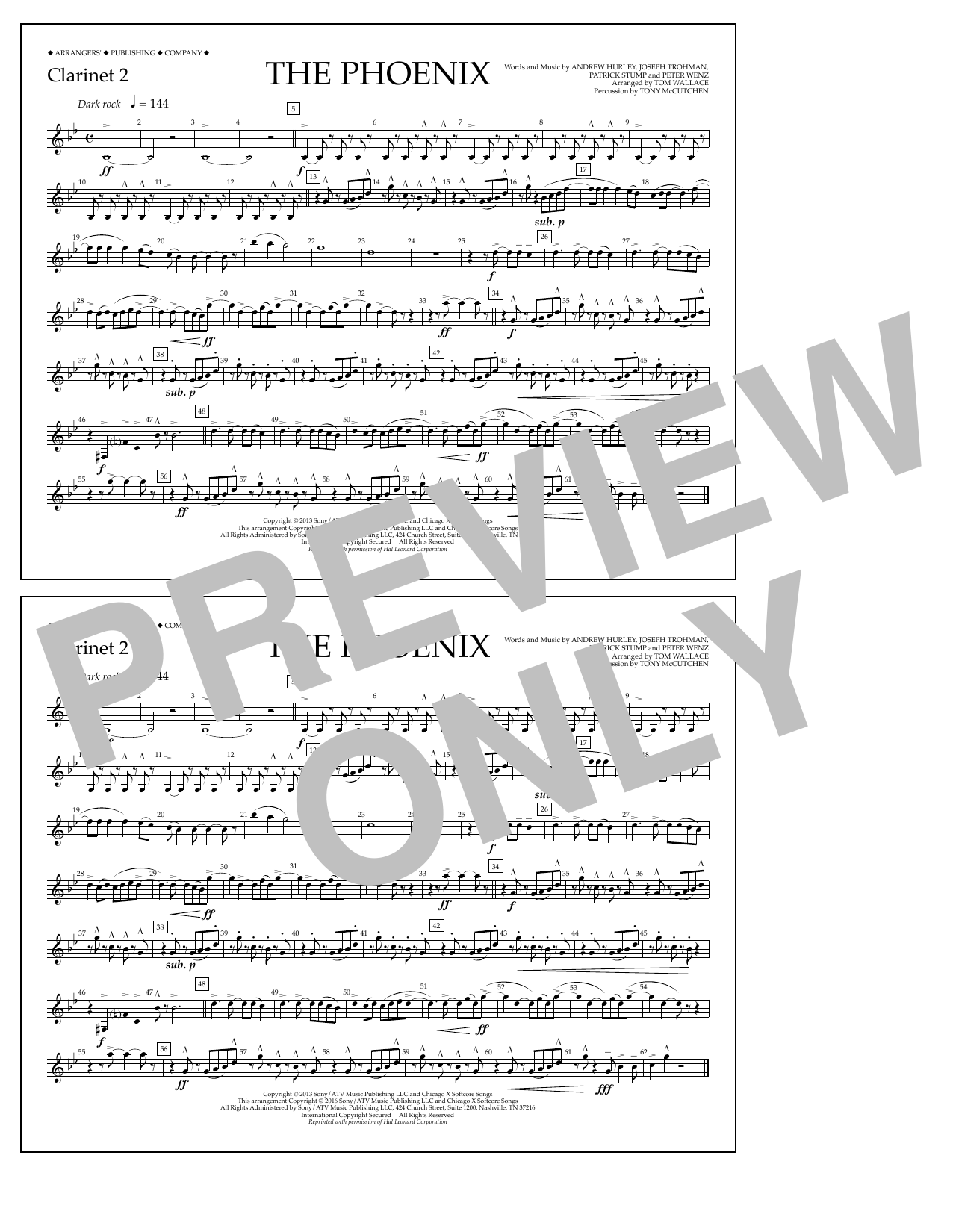 Download Tom Wallace The Phoenix - Clarinet 2 Sheet Music and learn how to play Marching Band PDF digital score in minutes