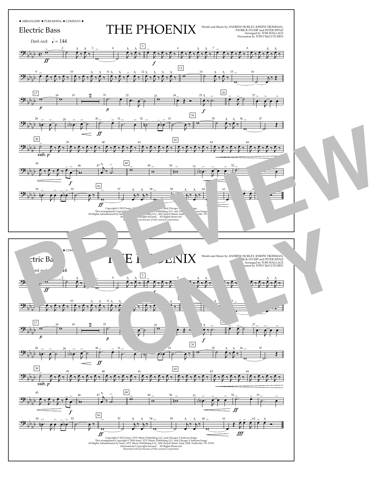 Download Tom Wallace The Phoenix - Electric Bass Sheet Music and learn how to play Marching Band PDF digital score in minutes