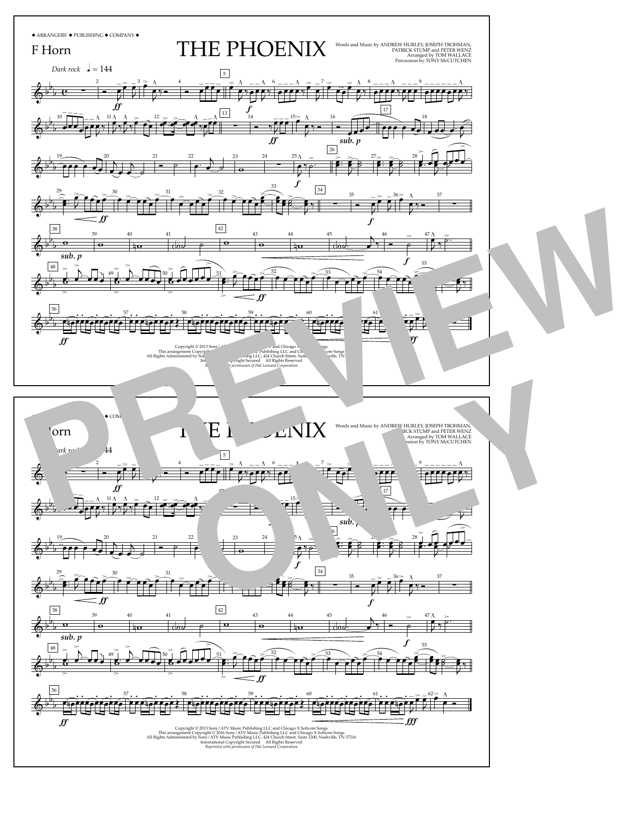 Download Tom Wallace The Phoenix - F Horn Sheet Music and learn how to play Marching Band PDF digital score in minutes