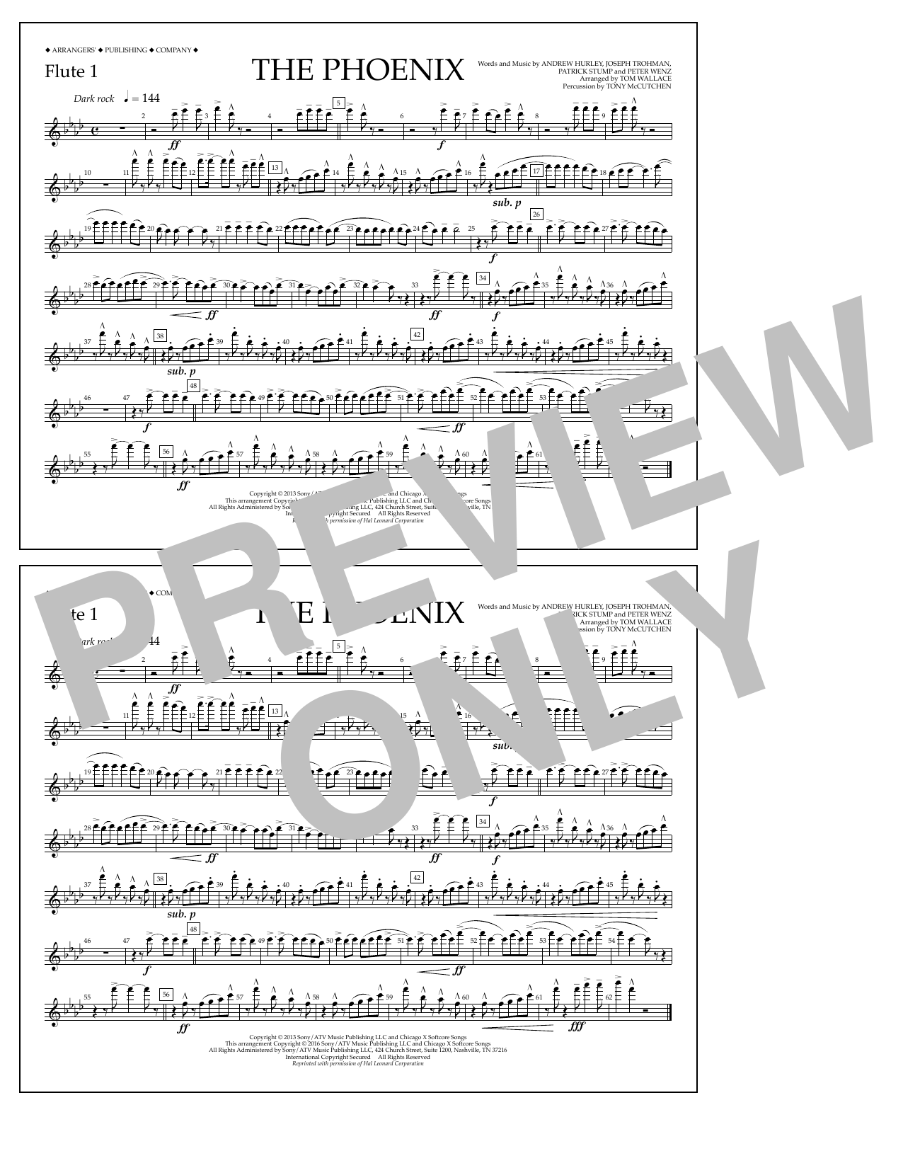 Download Tom Wallace The Phoenix - Flute 1 Sheet Music and learn how to play Marching Band PDF digital score in minutes