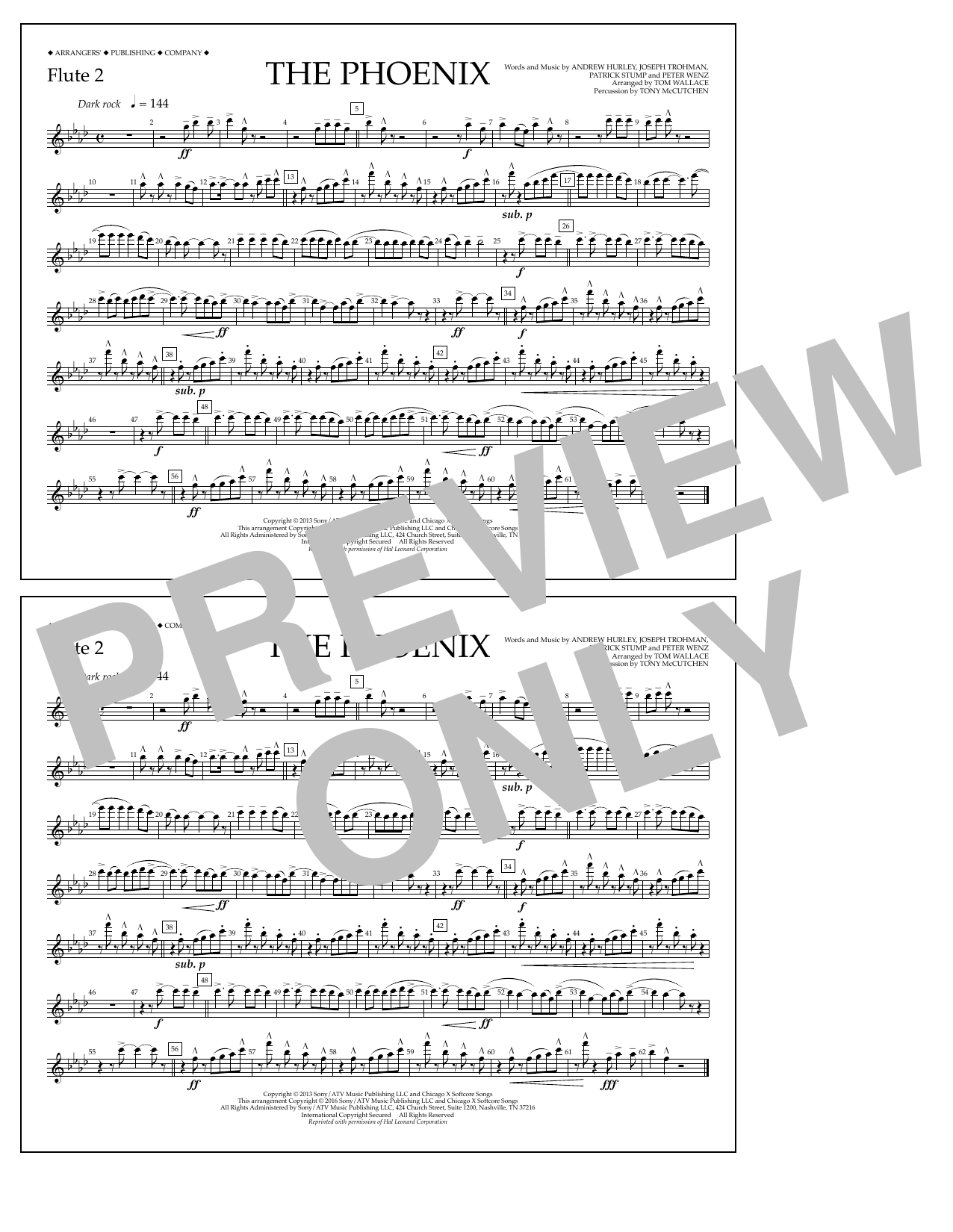 Download Tom Wallace The Phoenix - Flute 2 Sheet Music and learn how to play Marching Band PDF digital score in minutes