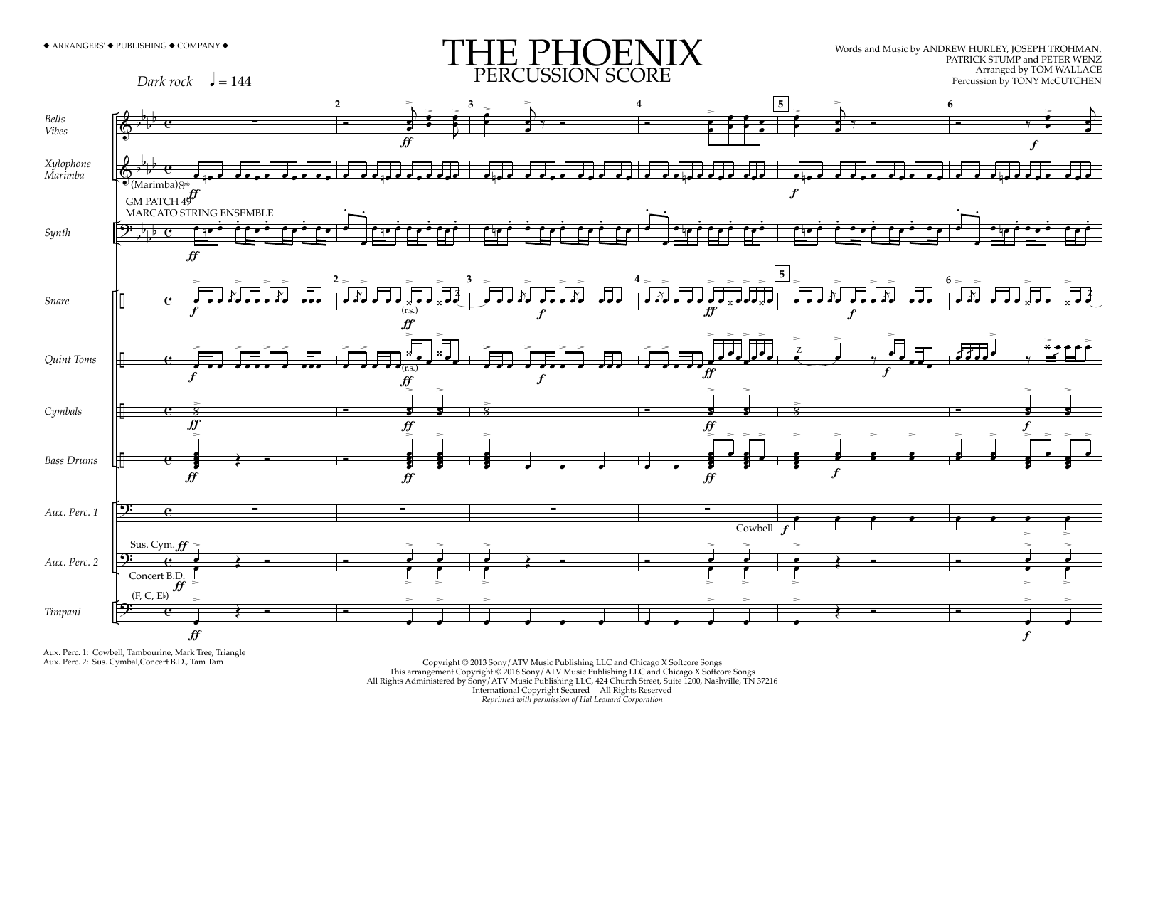 Download Tom Wallace The Phoenix - Percussion Score Sheet Music and learn how to play Marching Band PDF digital score in minutes