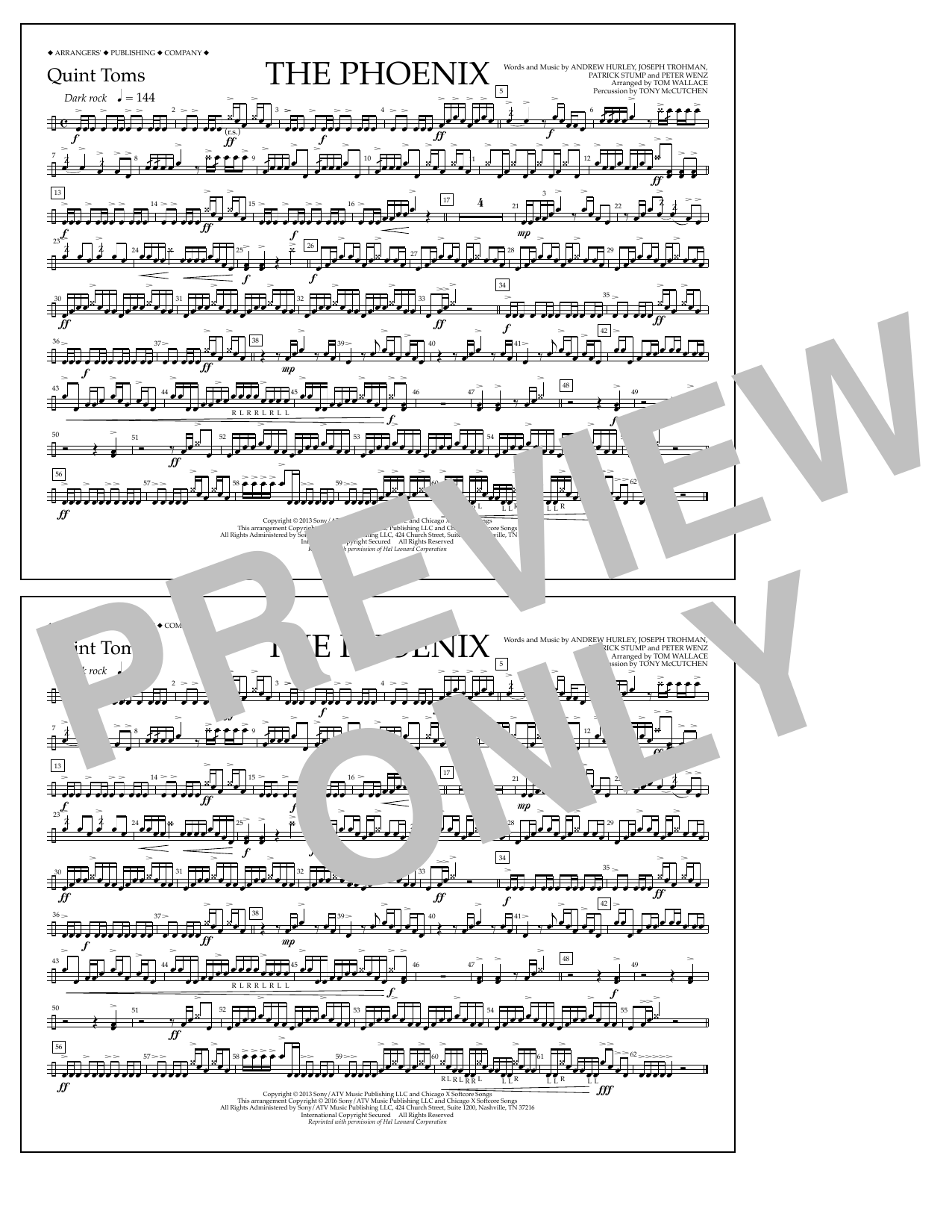 Download Tom Wallace The Phoenix - Quint-Toms Sheet Music and learn how to play Marching Band PDF digital score in minutes