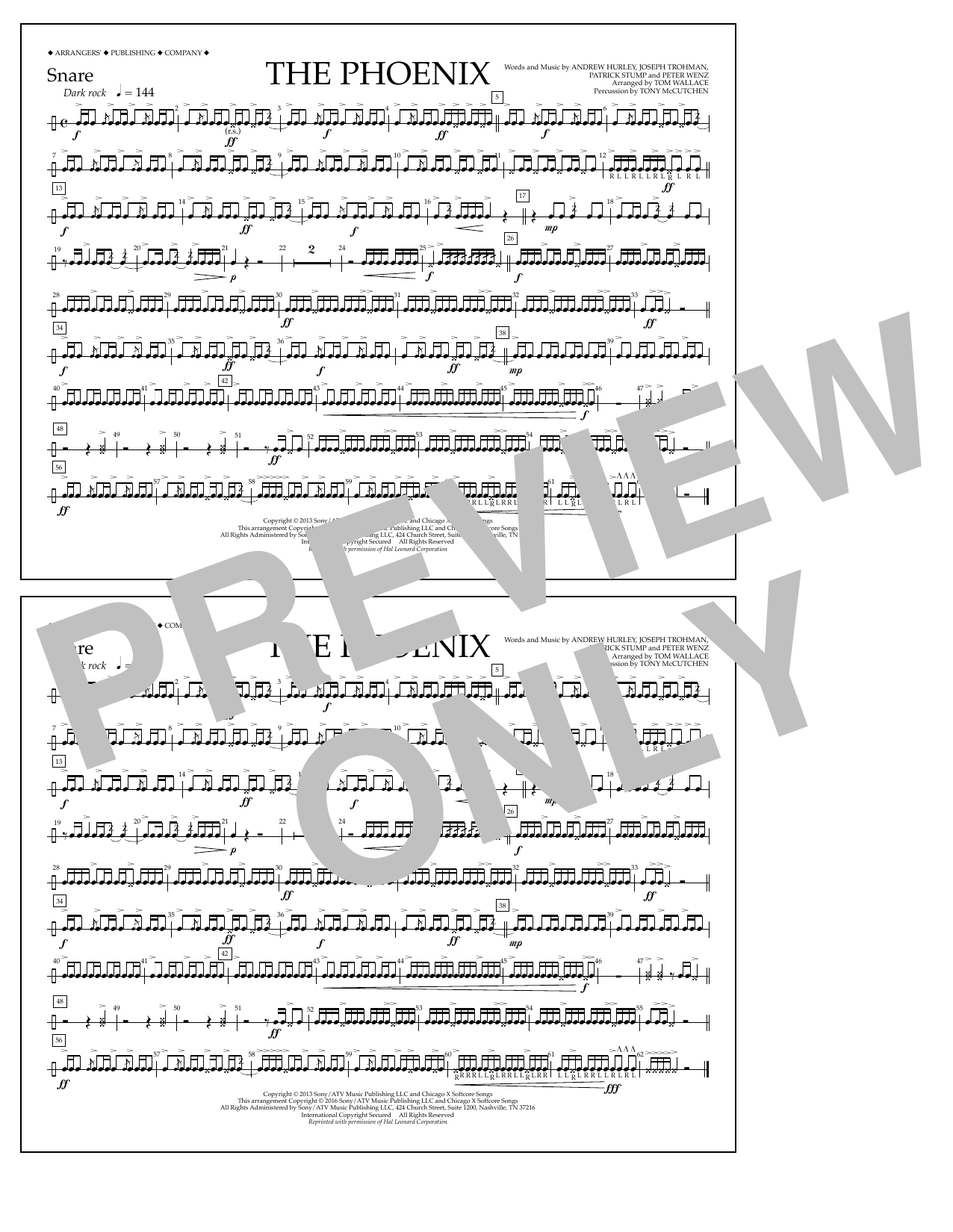 Download Tom Wallace The Phoenix - Snare Sheet Music and learn how to play Marching Band PDF digital score in minutes
