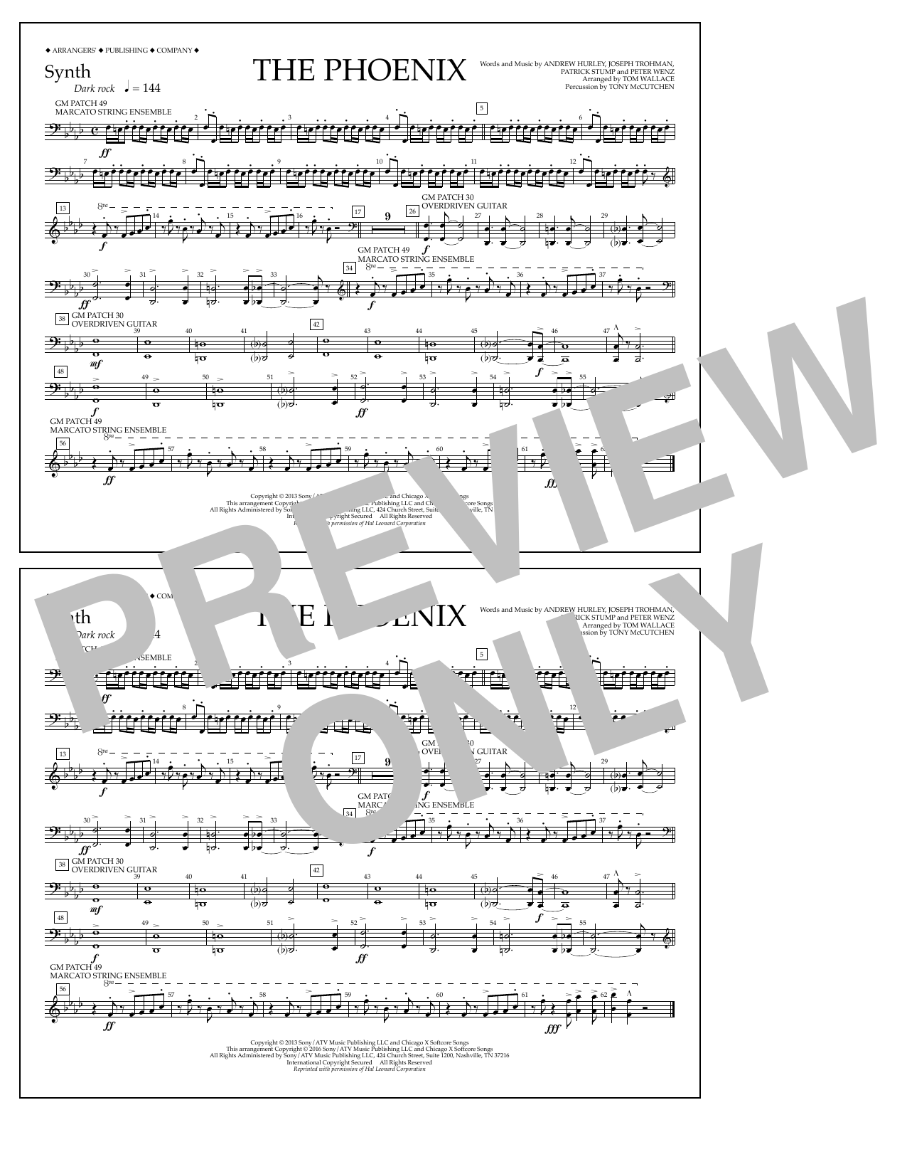 Download Tom Wallace The Phoenix - Synthesizer Sheet Music and learn how to play Marching Band PDF digital score in minutes