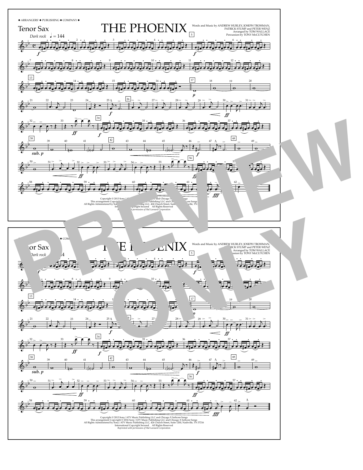 Download Tom Wallace The Phoenix - Tenor Sax Sheet Music and learn how to play Marching Band PDF digital score in minutes
