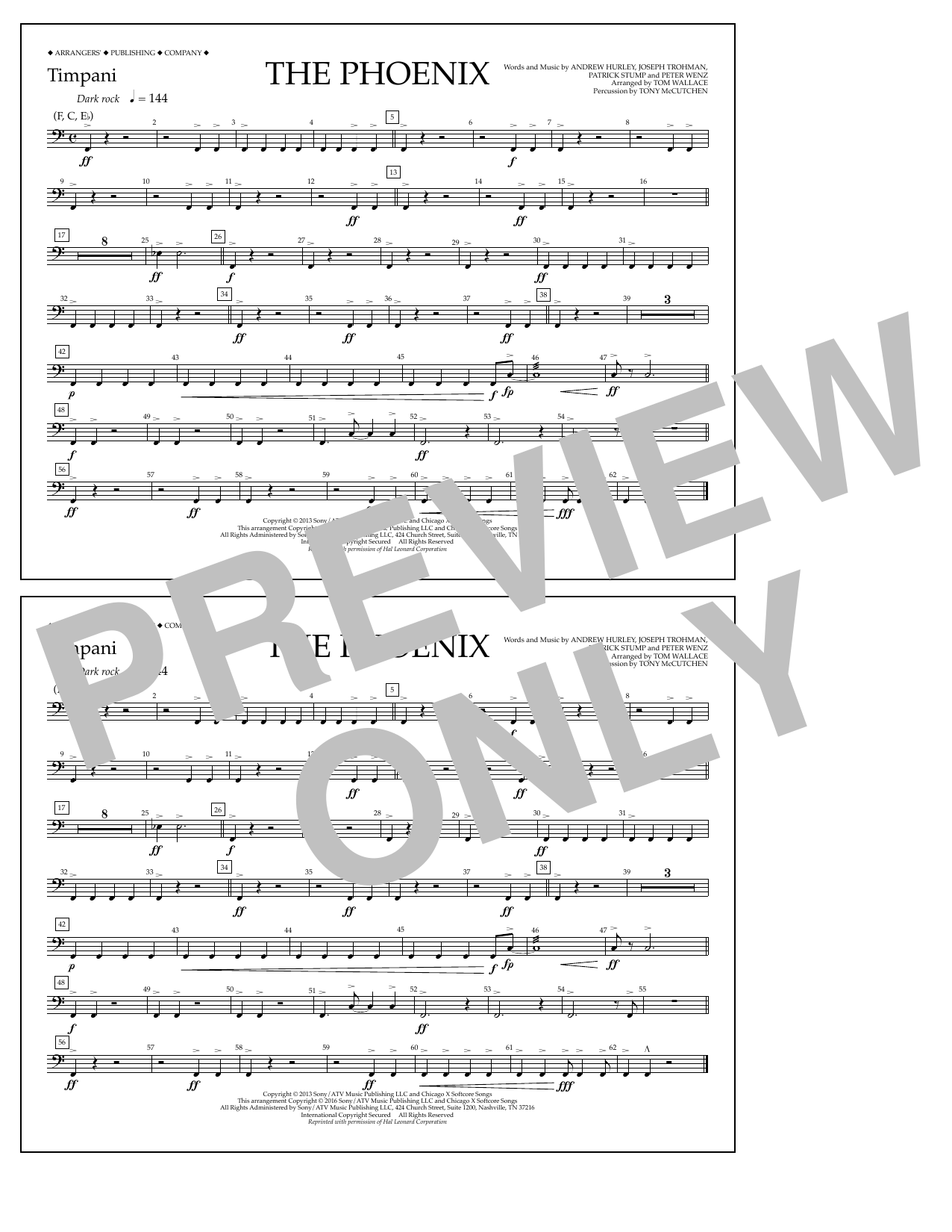 Download Tom Wallace The Phoenix - Timpani Sheet Music and learn how to play Marching Band PDF digital score in minutes