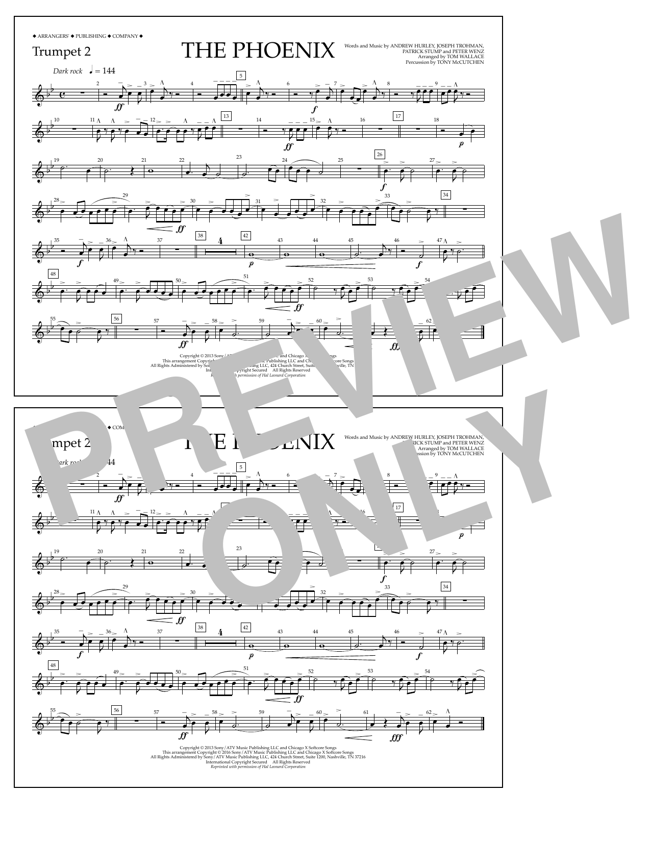 Download Tom Wallace The Phoenix - Trumpet 2 Sheet Music and learn how to play Marching Band PDF digital score in minutes