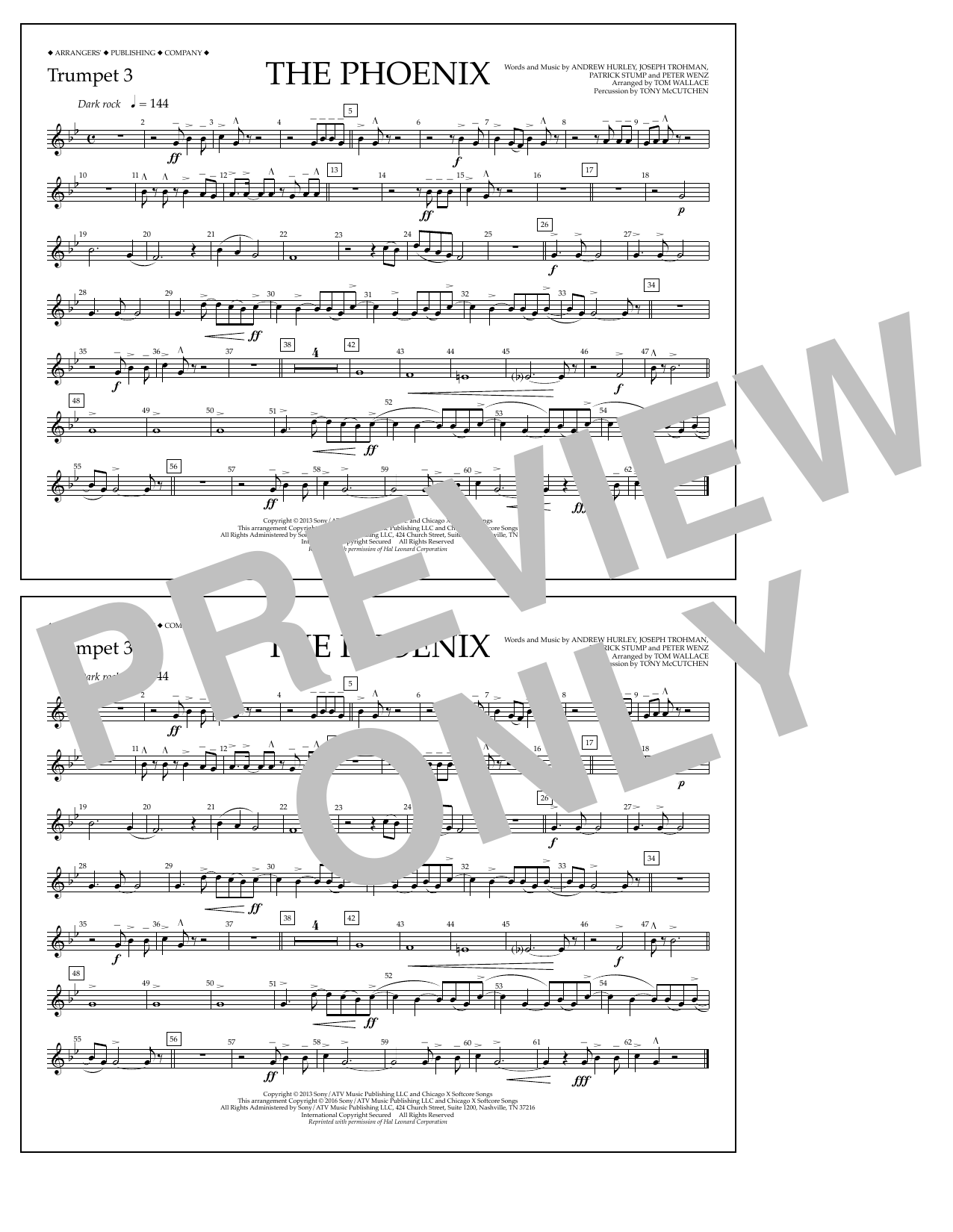 Download Tom Wallace The Phoenix - Trumpet 3 Sheet Music and learn how to play Marching Band PDF digital score in minutes