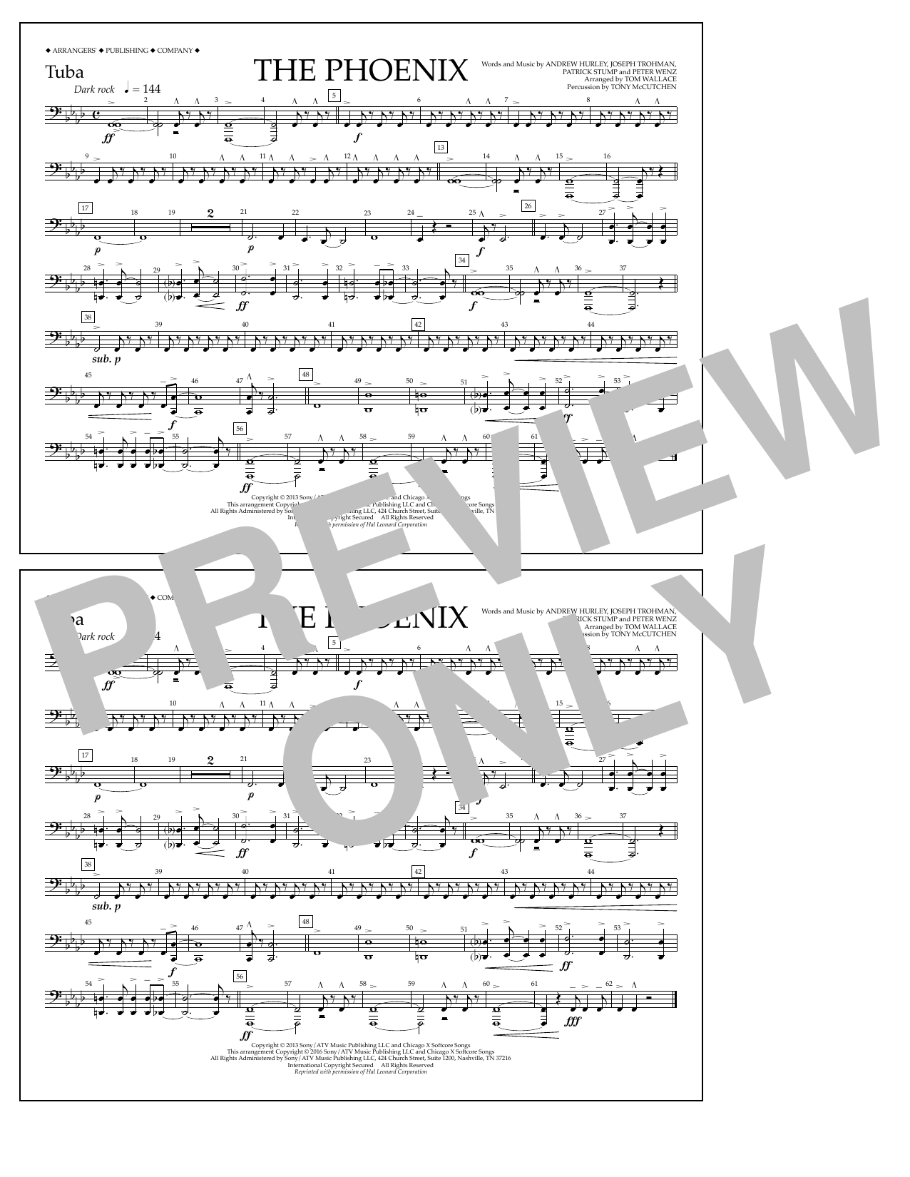 Download Tom Wallace The Phoenix - Tuba Sheet Music and learn how to play Marching Band PDF digital score in minutes