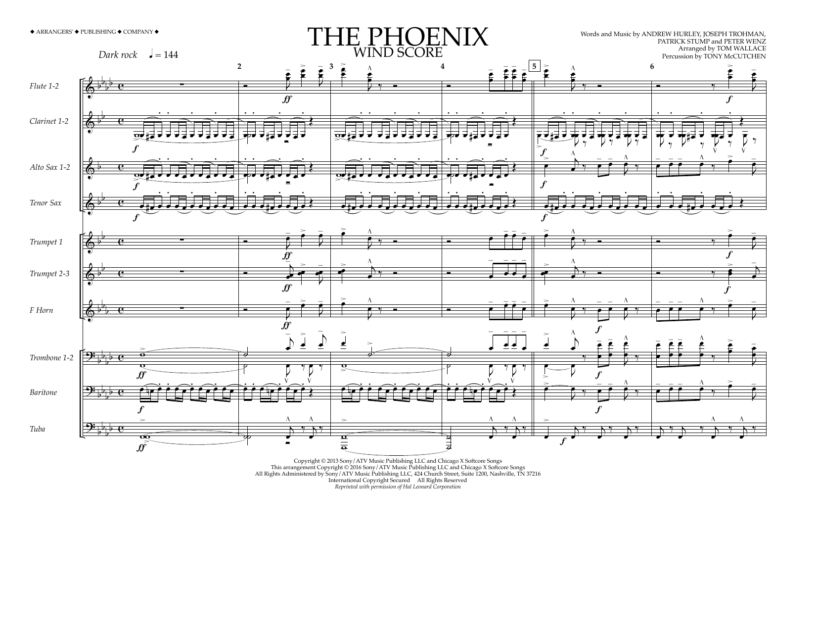 Download Tom Wallace The Phoenix - Wind Score Sheet Music and learn how to play Marching Band PDF digital score in minutes