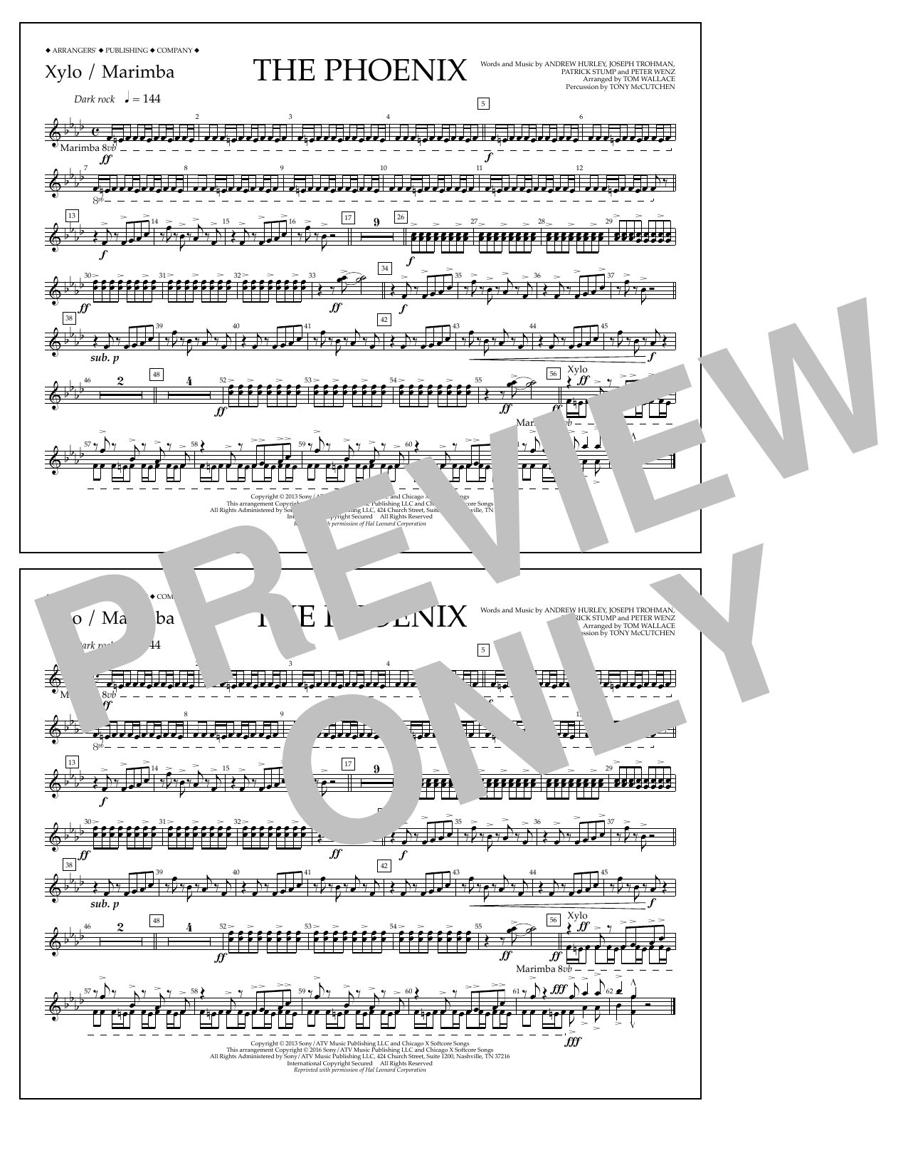 Download Tom Wallace The Phoenix - Xylophone/Marimba Sheet Music and learn how to play Marching Band PDF digital score in minutes