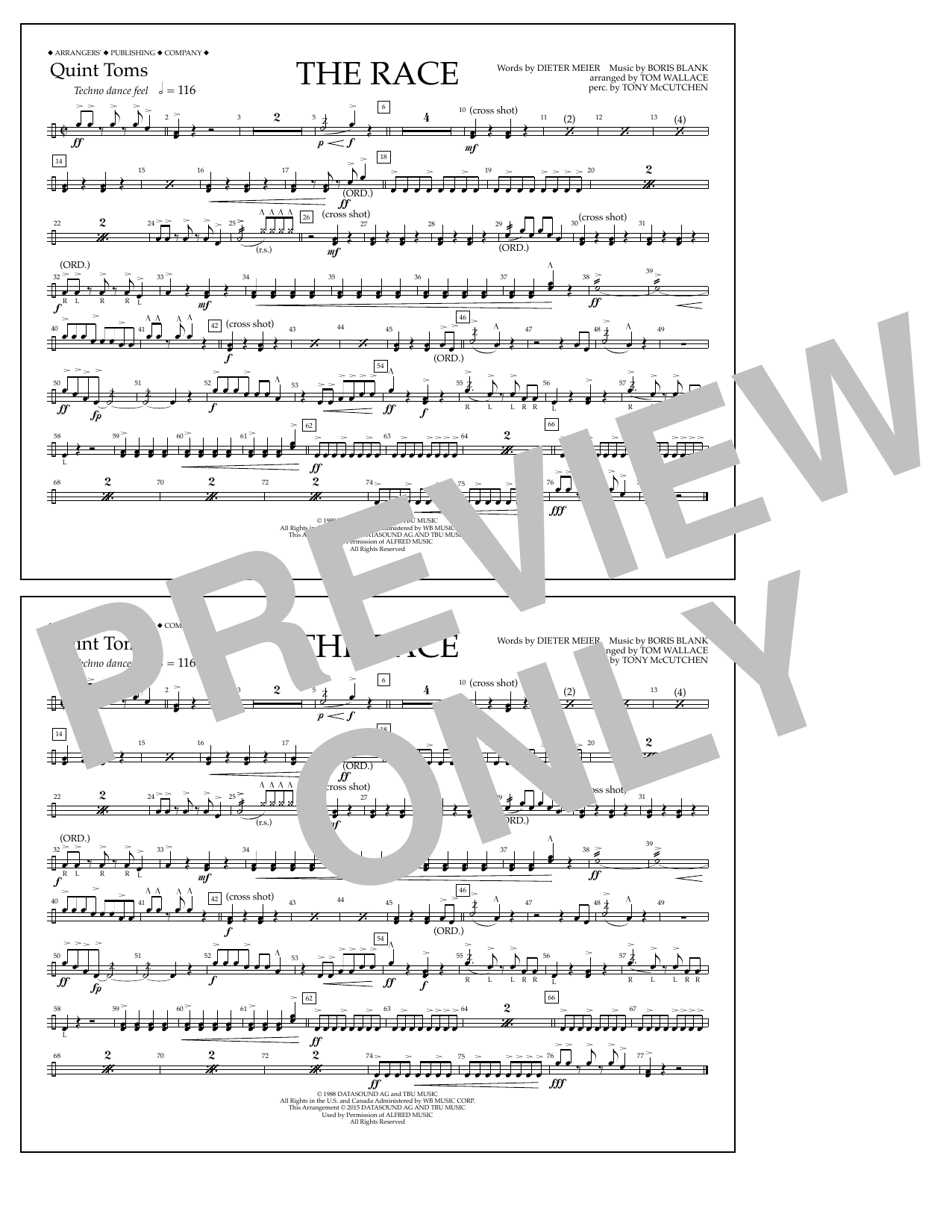 Download Tom Wallace The Race - Quint-Toms Sheet Music and learn how to play Marching Band PDF digital score in minutes