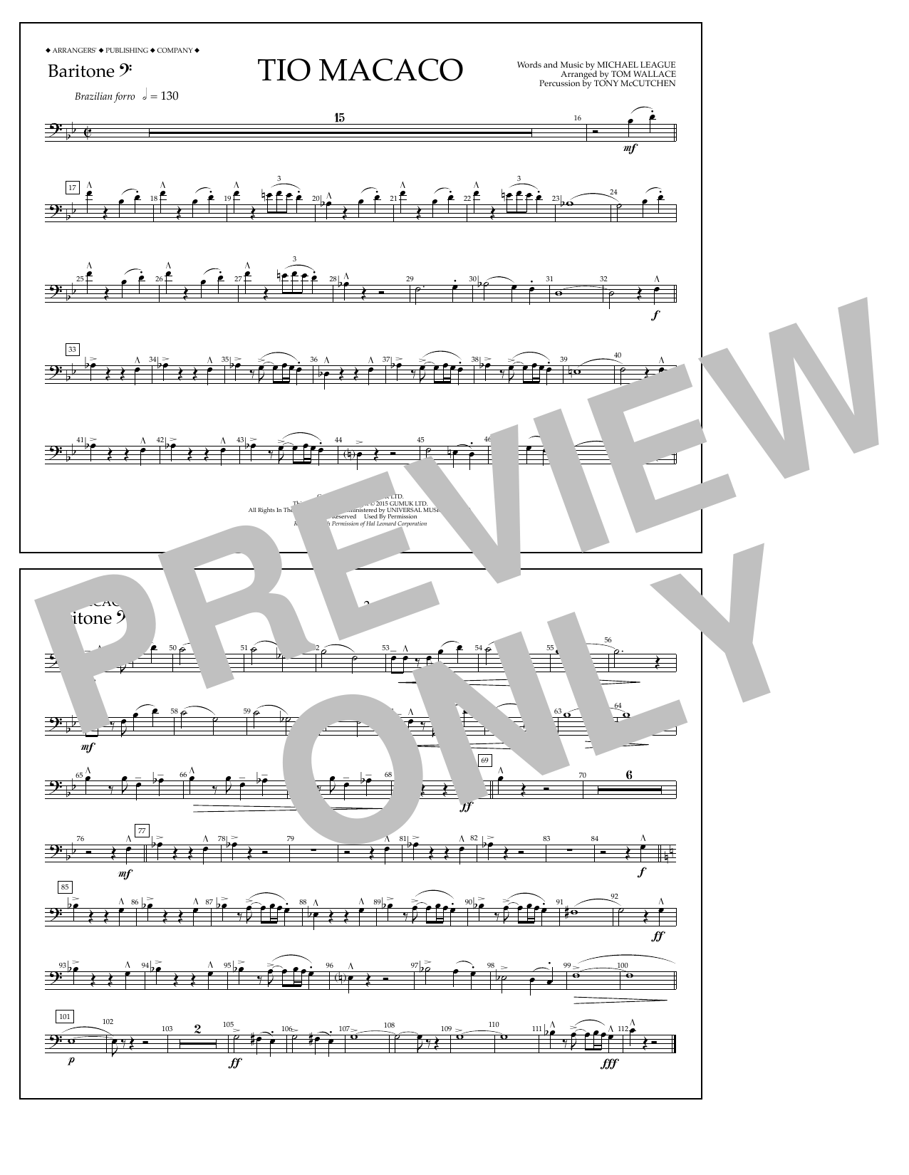 Download Tom Wallace Tio Macaco - Baritone B.C. Sheet Music and learn how to play Marching Band PDF digital score in minutes