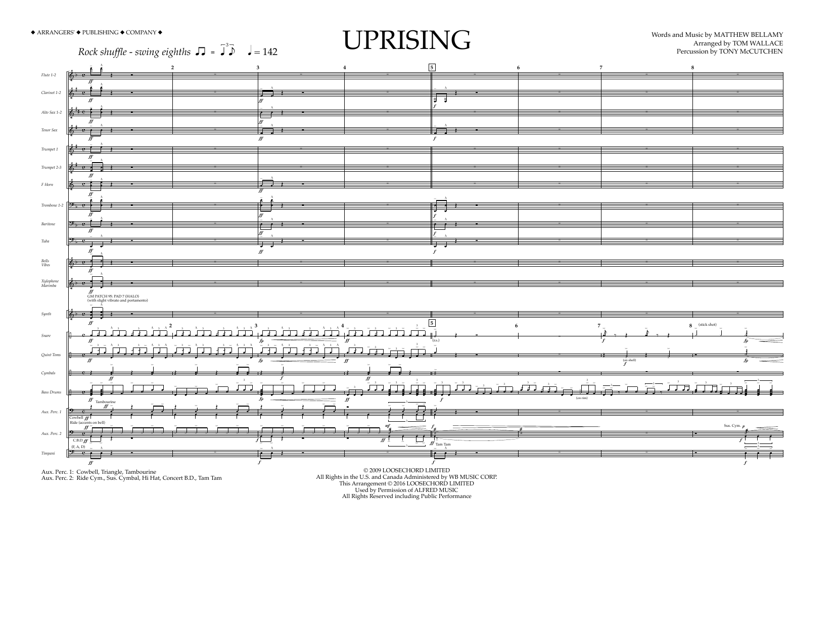 Download Tom Wallace Uprising - Full Score Sheet Music and learn how to play Marching Band PDF digital score in minutes