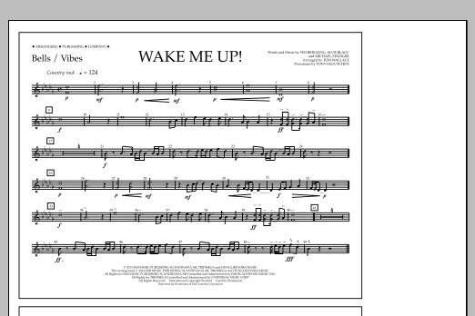 Download Tom Wallace Wake Me Up! - Bells/Vibes Sheet Music and learn how to play Marching Band PDF digital score in minutes
