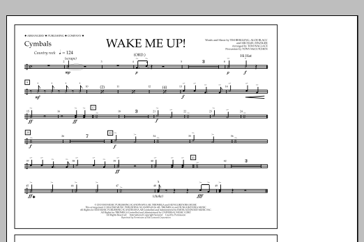 Download Tom Wallace Wake Me Up! - Cymbals Sheet Music and learn how to play Marching Band PDF digital score in minutes