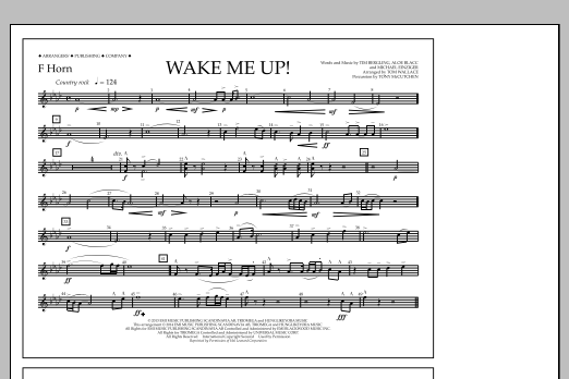 Download Tom Wallace Wake Me Up! - F Horn Sheet Music and learn how to play Marching Band PDF digital score in minutes