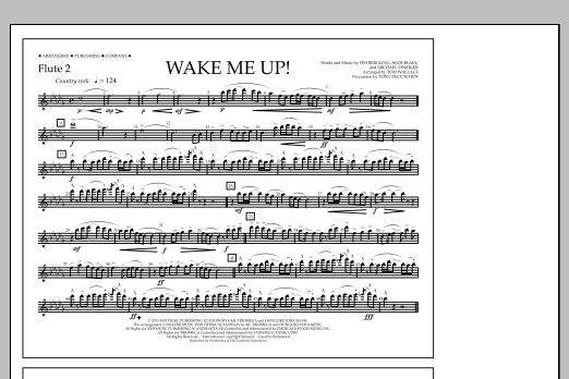 Download Tom Wallace Wake Me Up! - Flute 2 Sheet Music and learn how to play Marching Band PDF digital score in minutes
