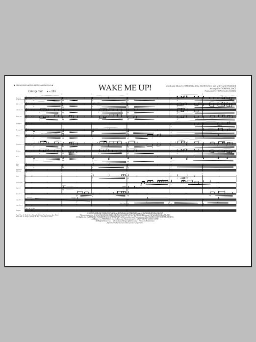 Download Tom Wallace Wake Me Up! - Full Score Sheet Music and learn how to play Marching Band PDF digital score in minutes