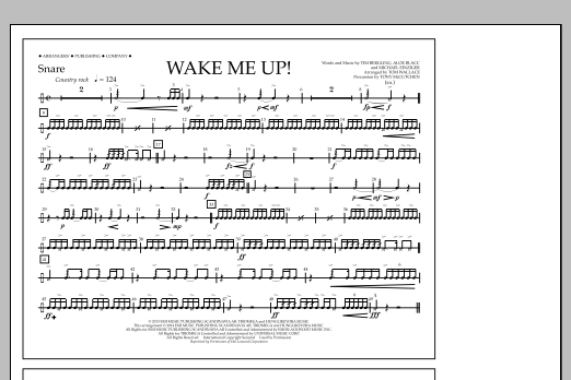 Download Tom Wallace Wake Me Up! - Snare Sheet Music and learn how to play Marching Band PDF digital score in minutes