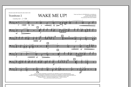 Download Tom Wallace Wake Me Up! - Trombone 2 Sheet Music and learn how to play Marching Band PDF digital score in minutes