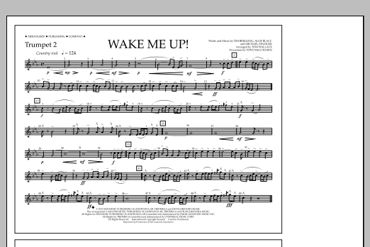 Download Tom Wallace Wake Me Up! - Trumpet 2 Sheet Music and learn how to play Marching Band PDF digital score in minutes