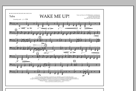 Download Tom Wallace Wake Me Up! - Tuba Sheet Music and learn how to play Marching Band PDF digital score in minutes